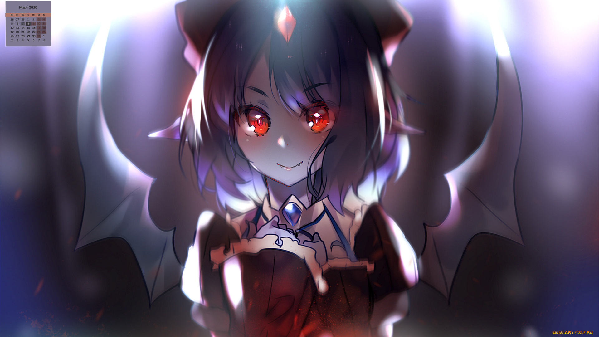 календари, фэнтези, 2018, девушка, крылья, лицо, взгляд