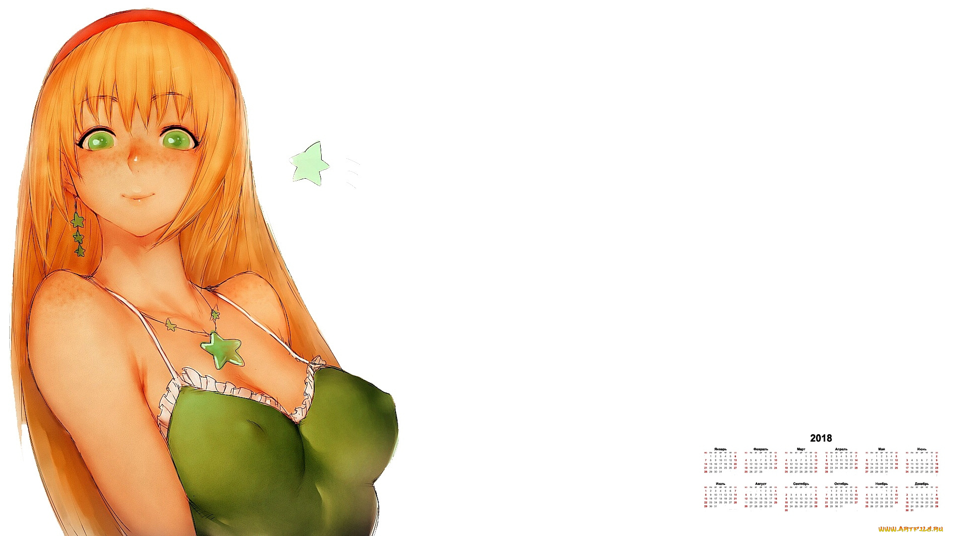 календари, рисованные, , векторная, графика, 2018, взгляд, девушка