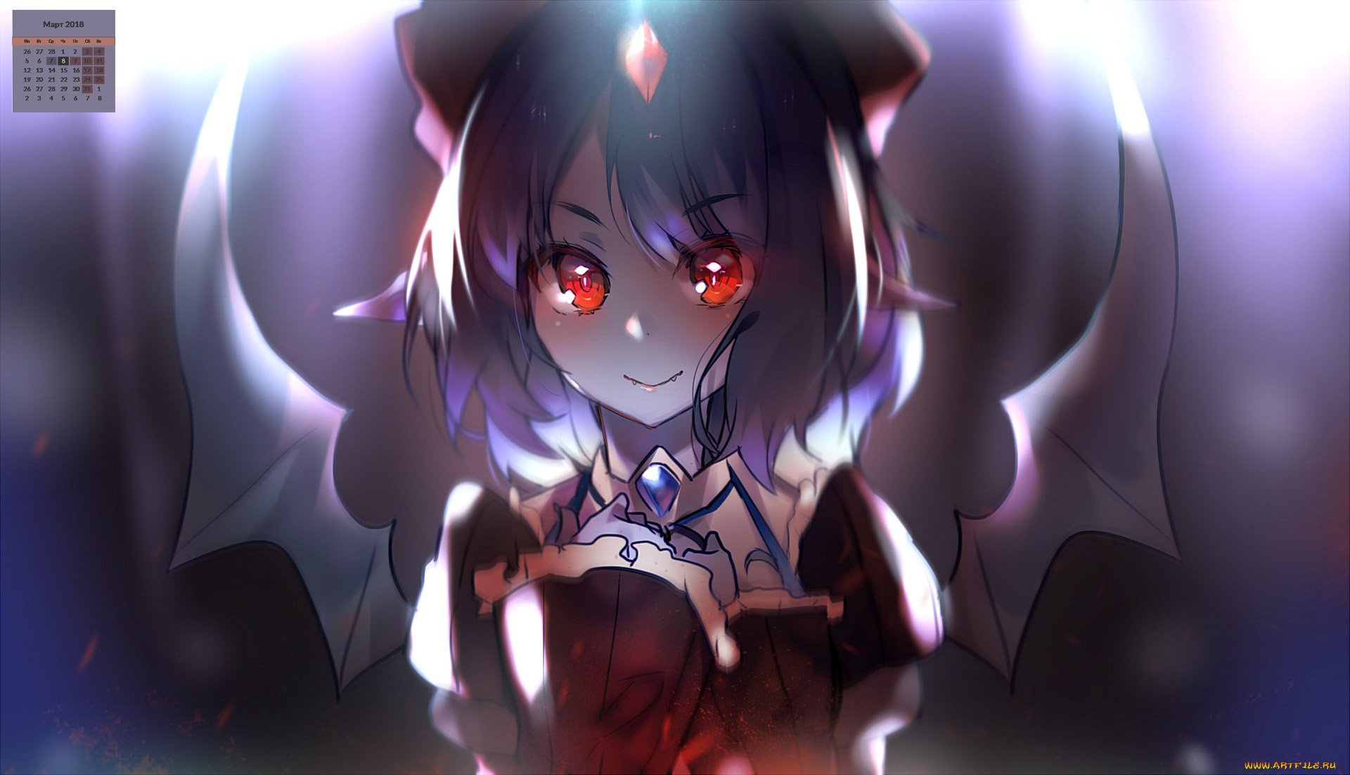 календари, фэнтези, 2018, девушка, крылья, лицо, взгляд