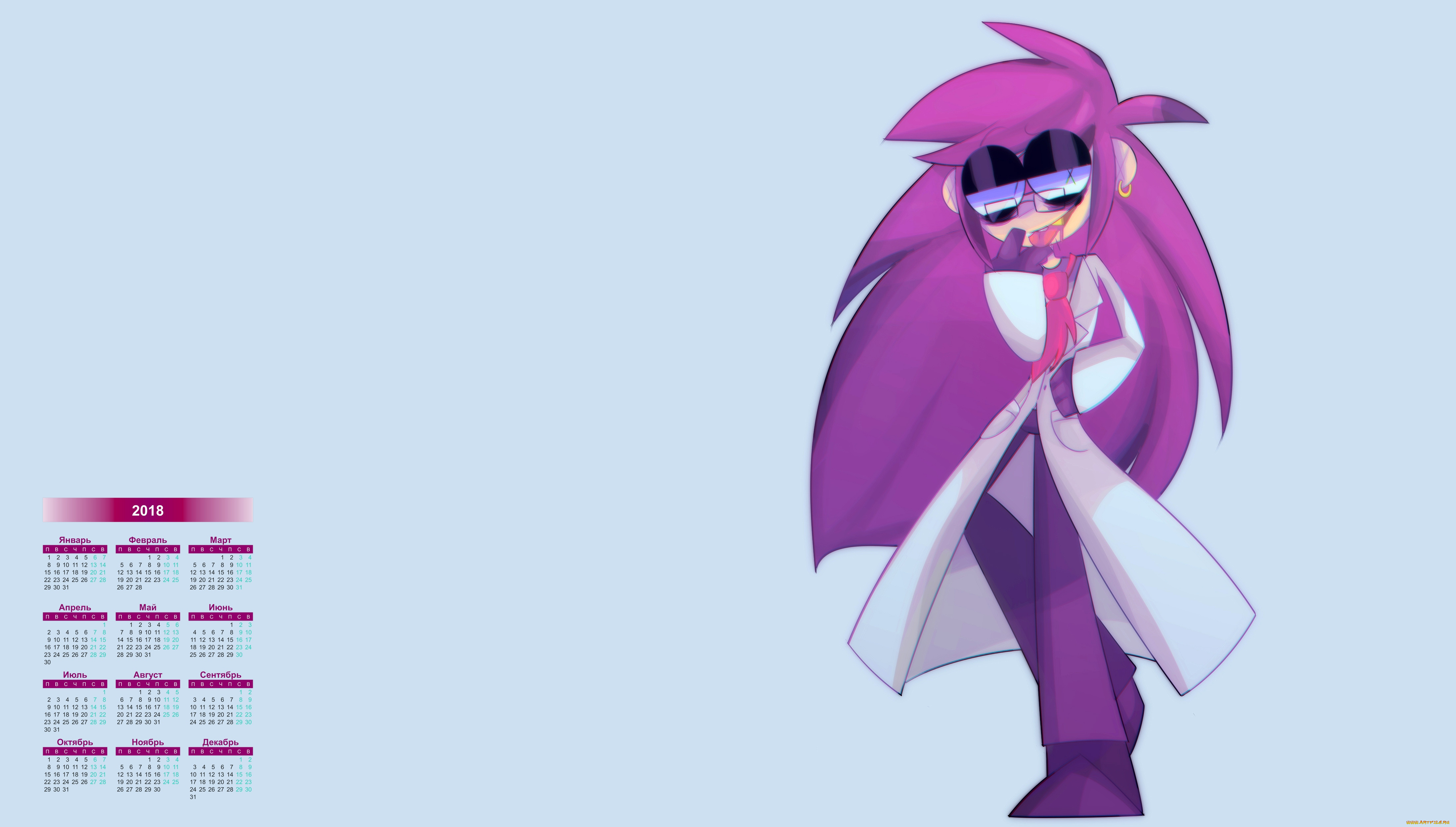 календари, аниме, очки, 2018, взгляд