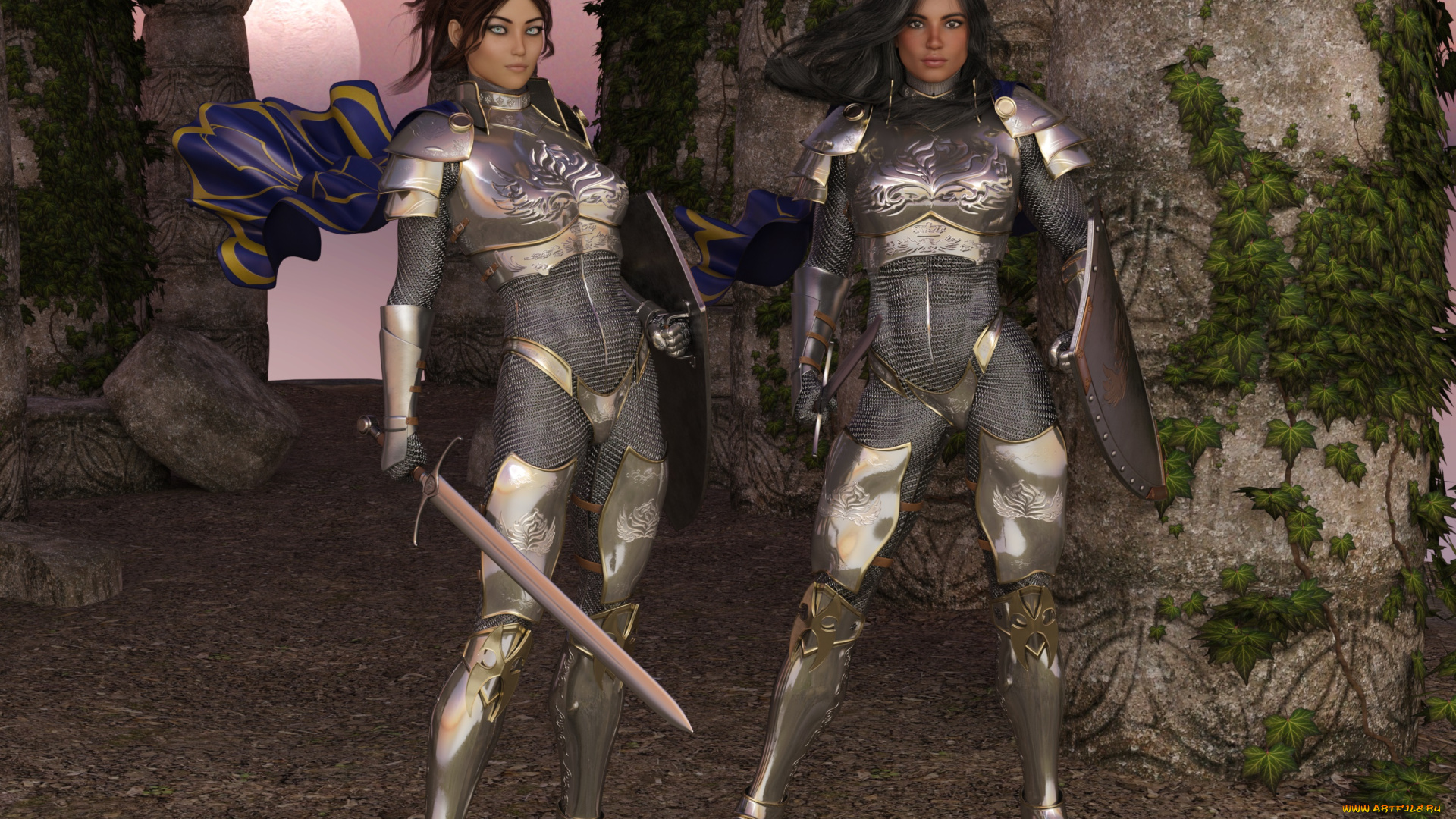 3д, графика, фантазия, , fantasy, фон, взгляд, девушки