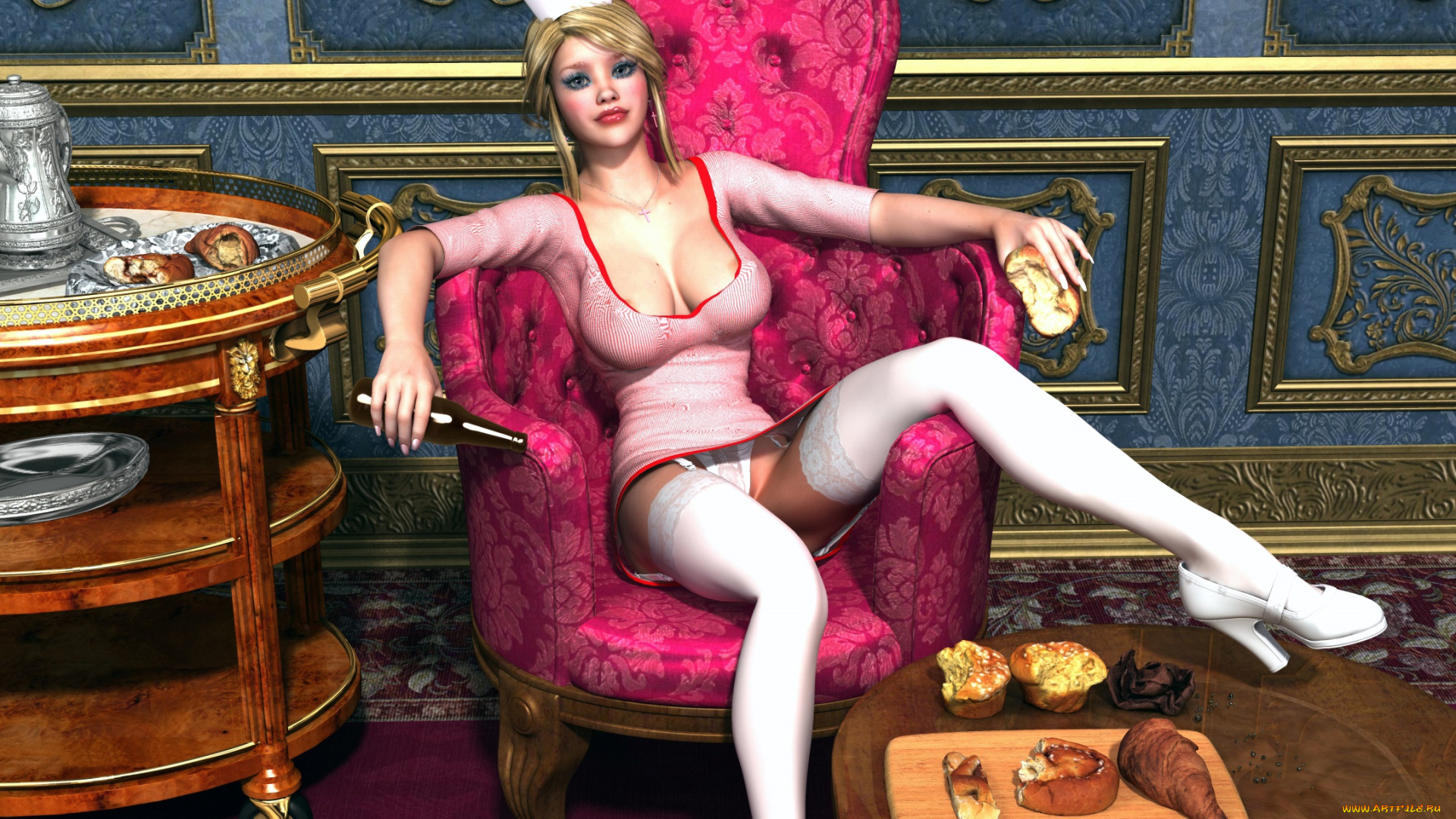 3д, графика, люди, , people, девушка, взгляд, фон