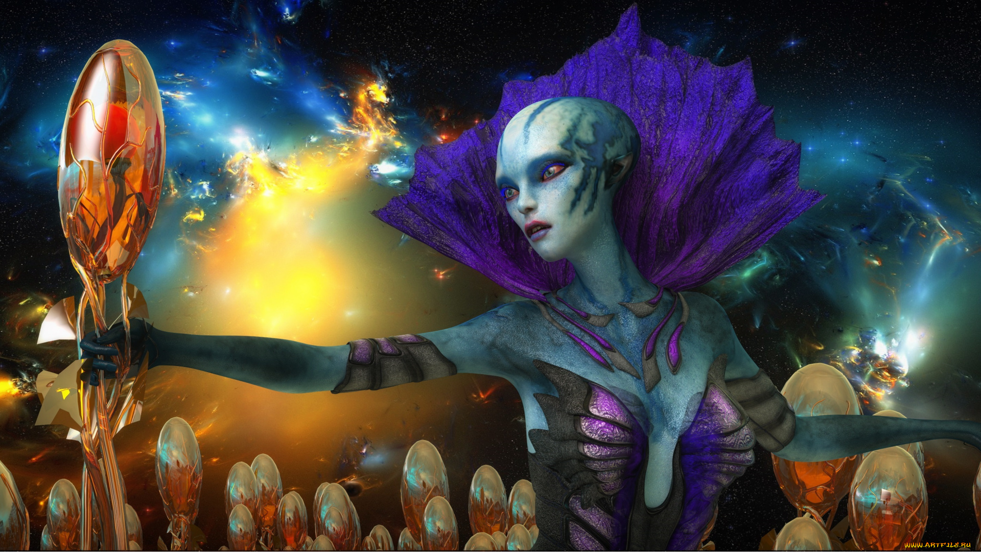 3д, графика, существа, , creatures, взгляд, девушка, фон