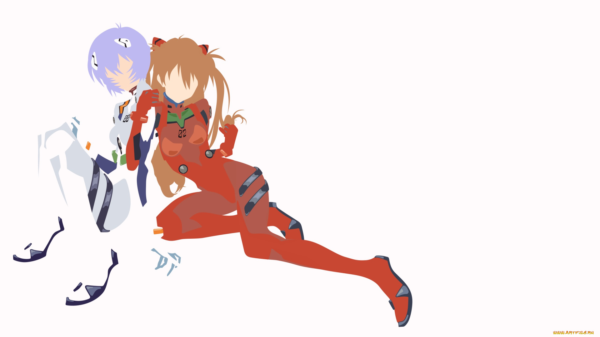 аниме, evangelion, девушки, взгляд, фон