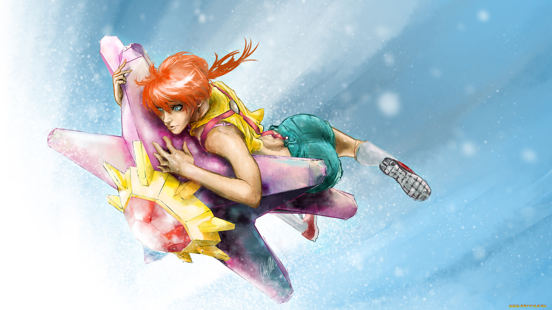 аниме, pokemon, фон, девушка