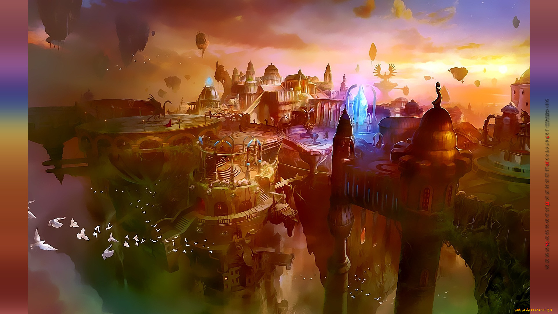 календари, фэнтези, планета, город, сооружение, постройка