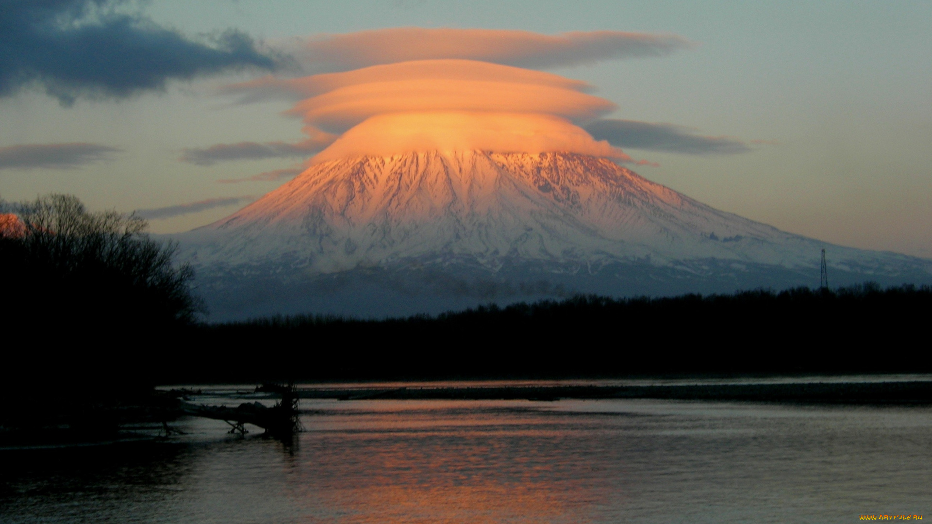 камчатка, природа, горы, облака, закат, вулканы, пейзажи, озеро, простор, россия
