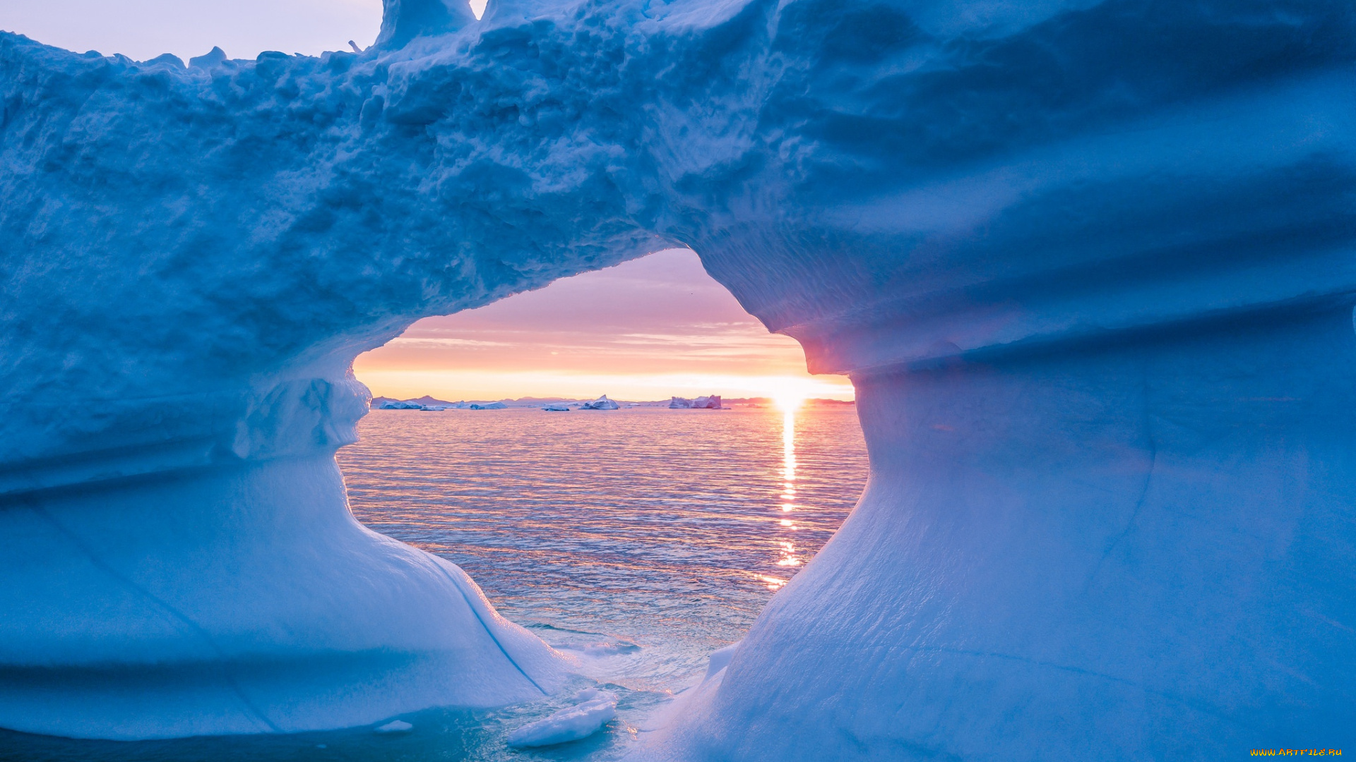 природа, айсберги, и, ледники, айсберг, ледник, утро, лёд, рассвет, синева