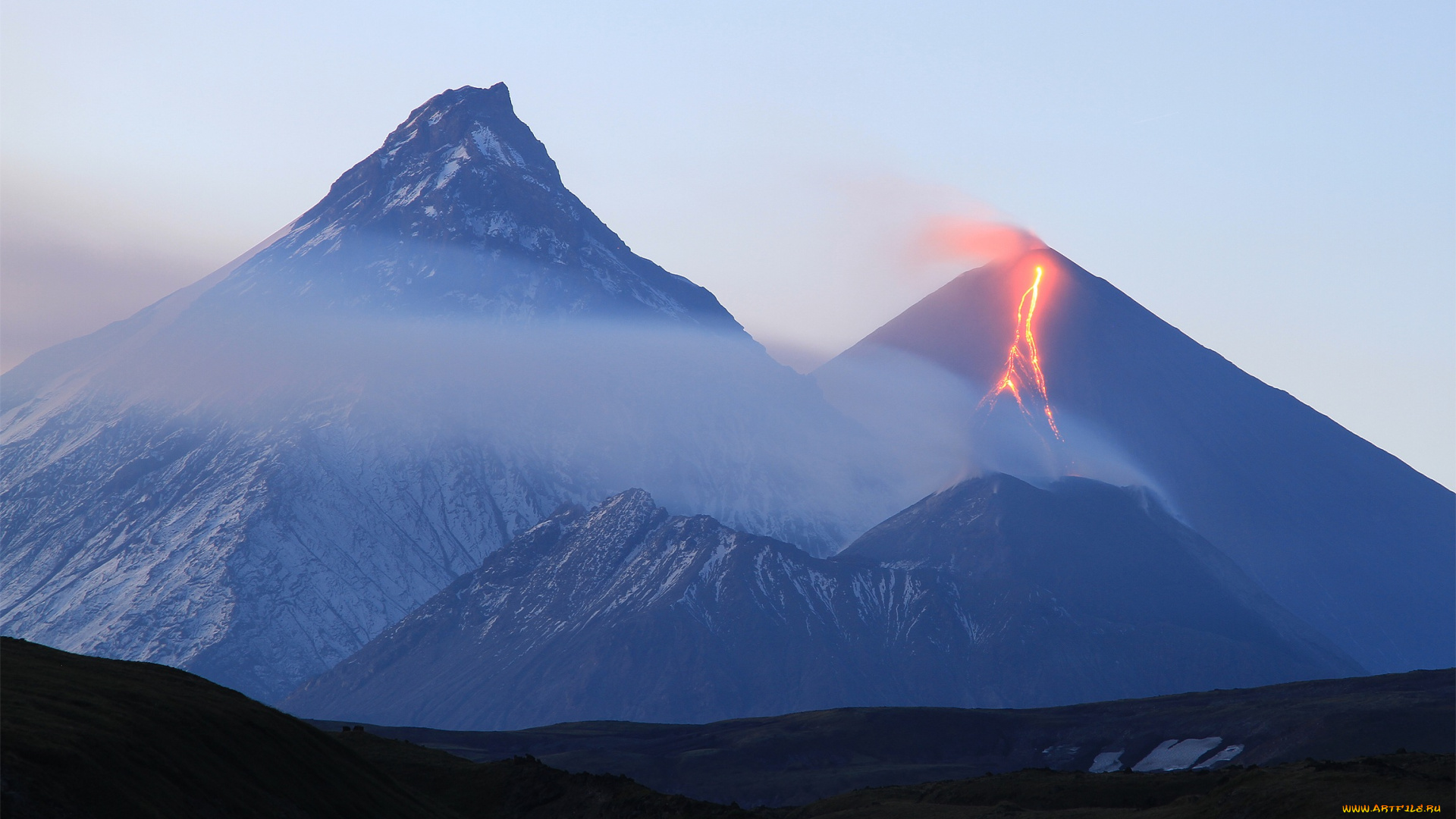 природа, горы, россия, камчатка, лава, извержение, вулканы, пейзажи, простор