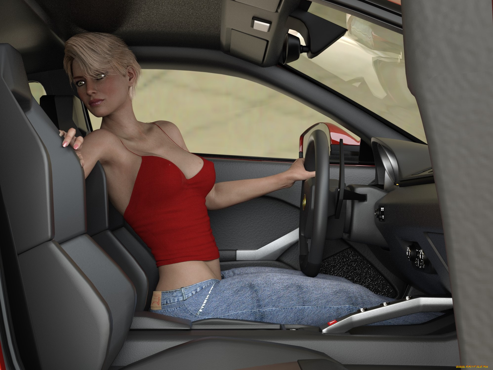 3д, графика, люди-авто, мото, , people-, car, , , moto, фон, взгляд, девушка