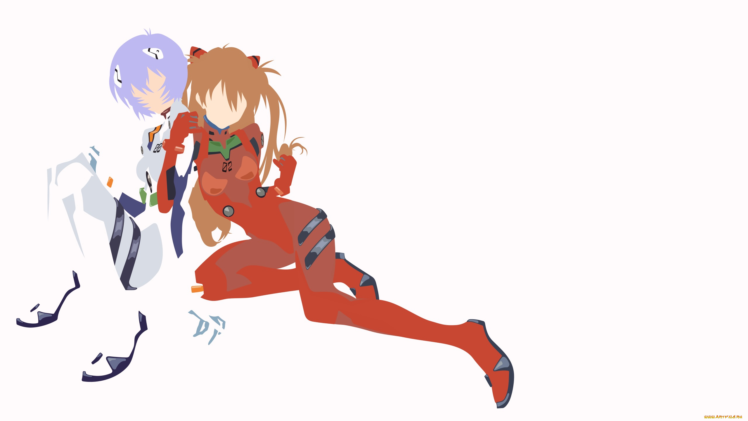 аниме, evangelion, девушки, взгляд, фон