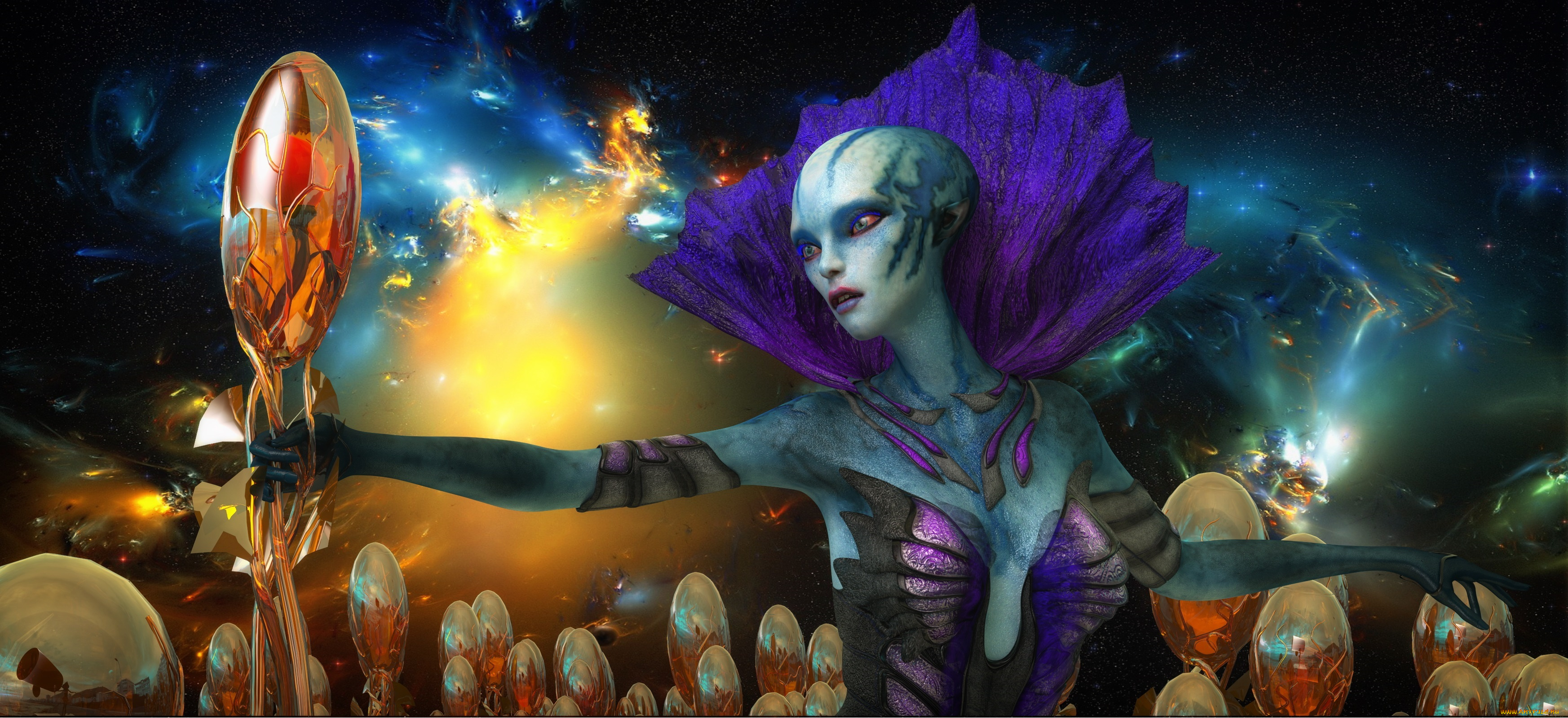 3д, графика, существа, , creatures, взгляд, девушка, фон