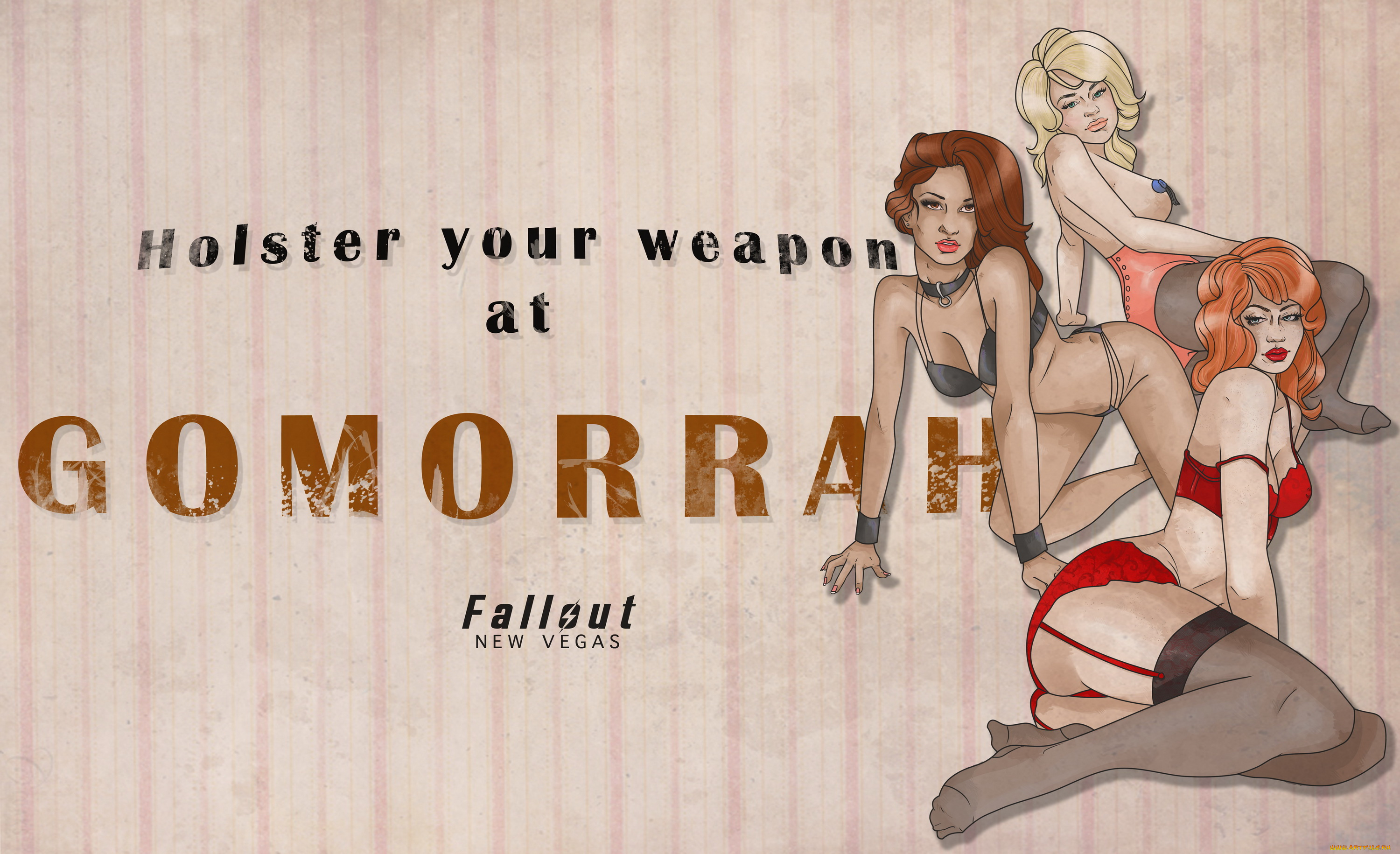 видео, игры, fallout, , new, vegas, бельё, взгляд, фон, девушки