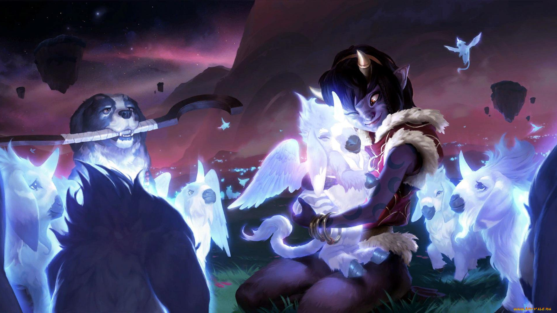 видео, игры, league, of, legends, , legends, of, runeterra, единороги, собака, девочка