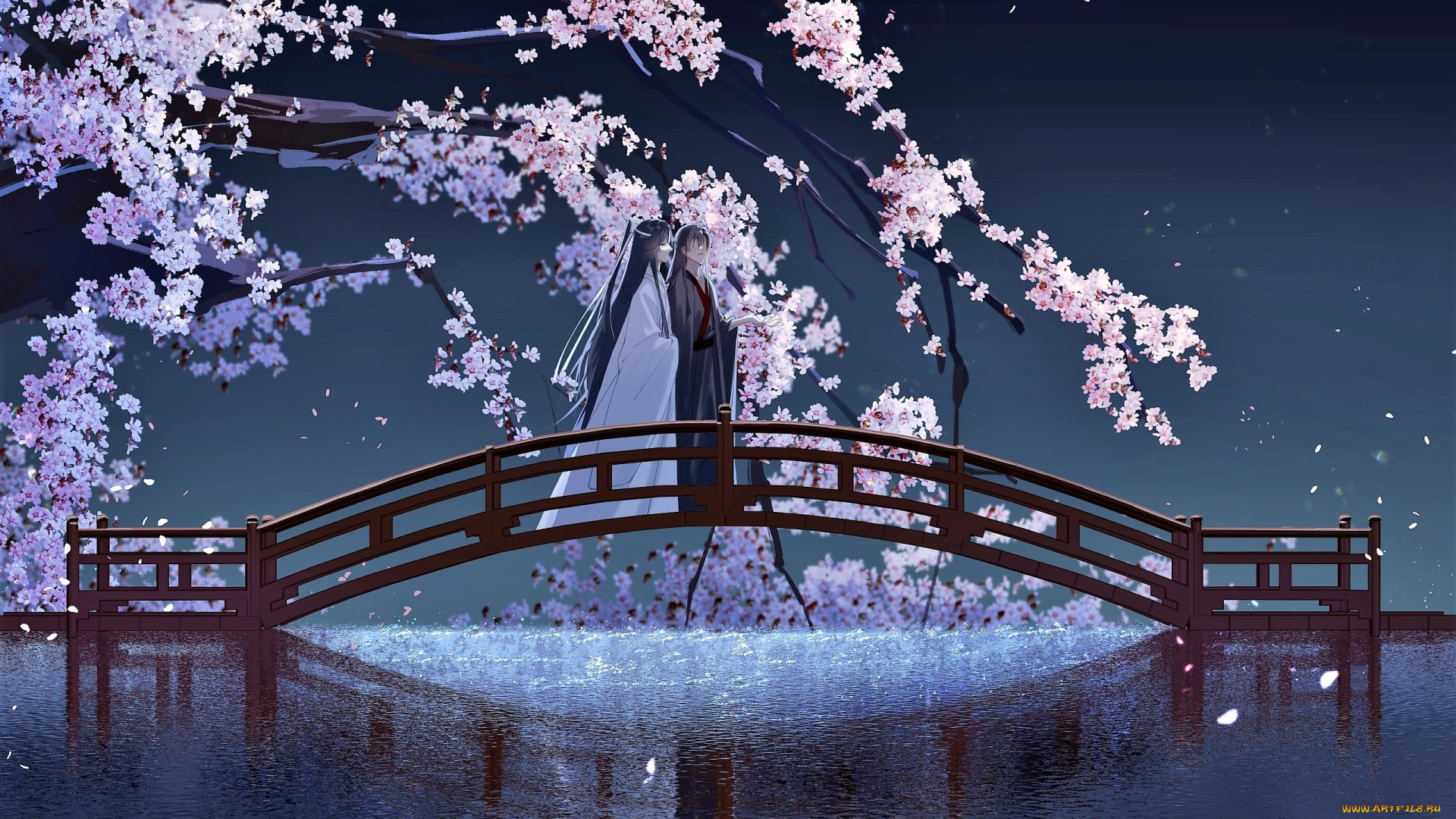 аниме, mo, dao, zu, shi, вэй, усянь, лань, ванцзи, мост, цветение