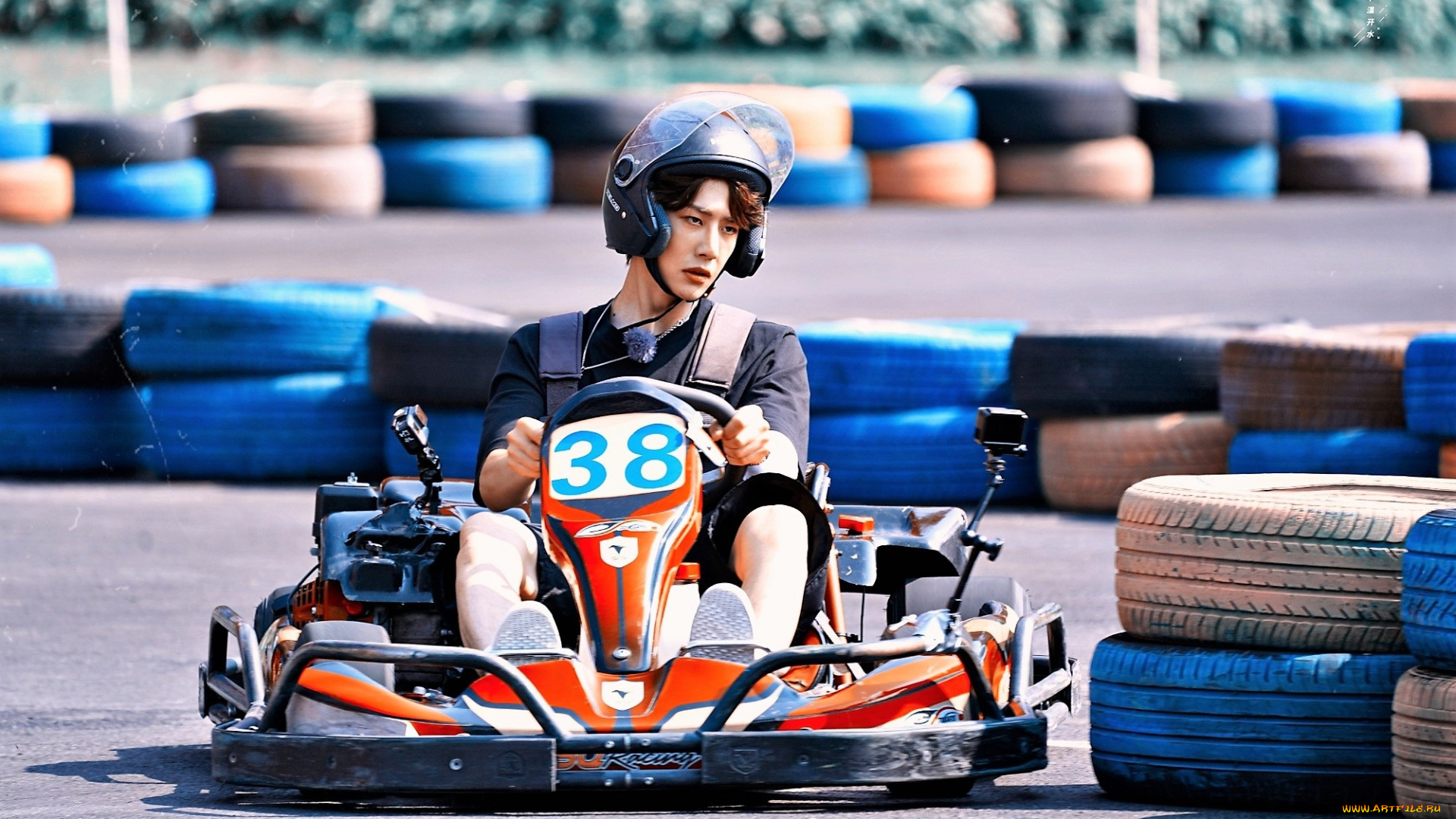 мужчины, wang, yi, bo, карт, шлем, шины