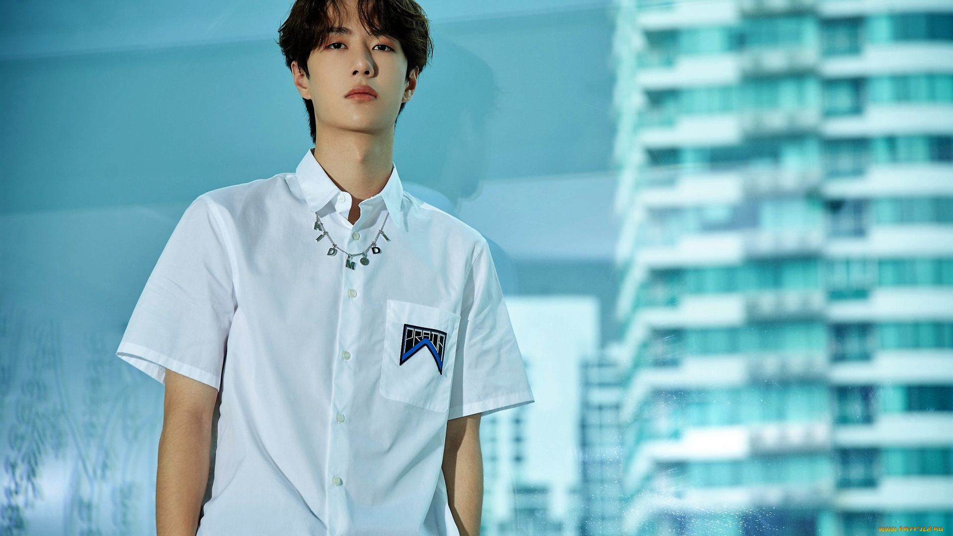 мужчины, wang, yi, bo, рубашка, ожерелье, город