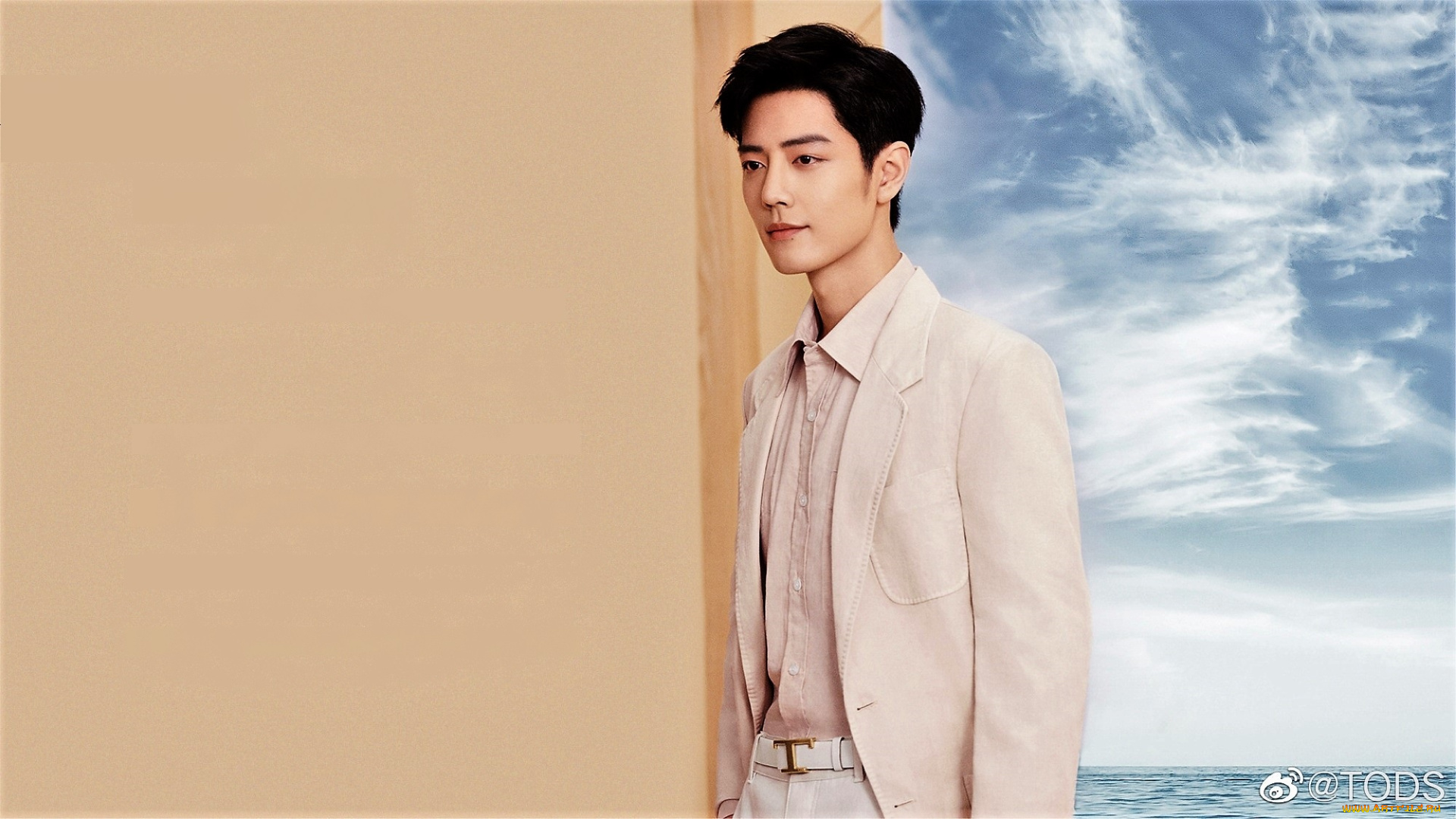 мужчины, xiao, zhan, актер, костюм, картина, небо, облака