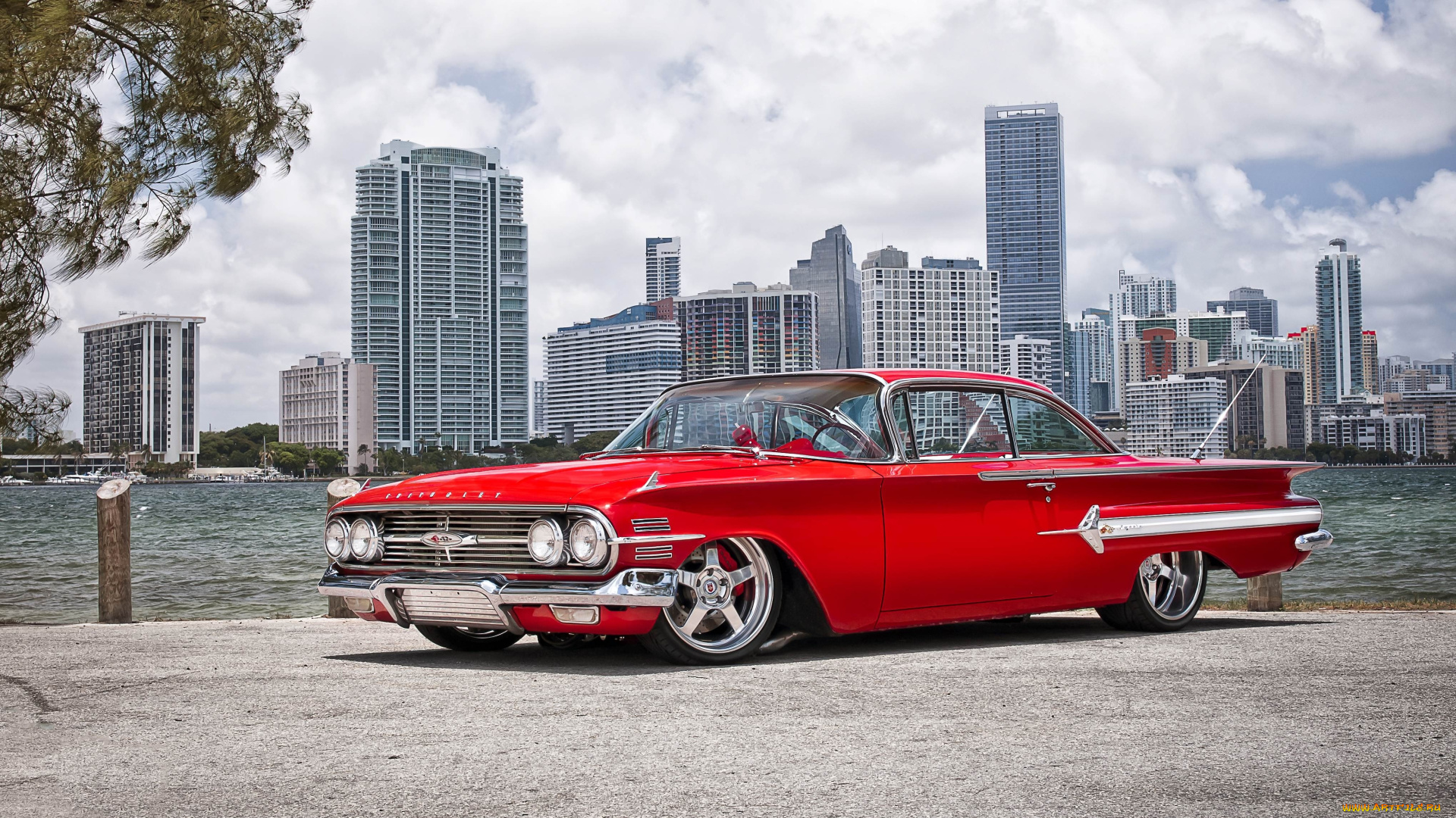 авто, автомобили, chevrolet, impala, красный, ретро