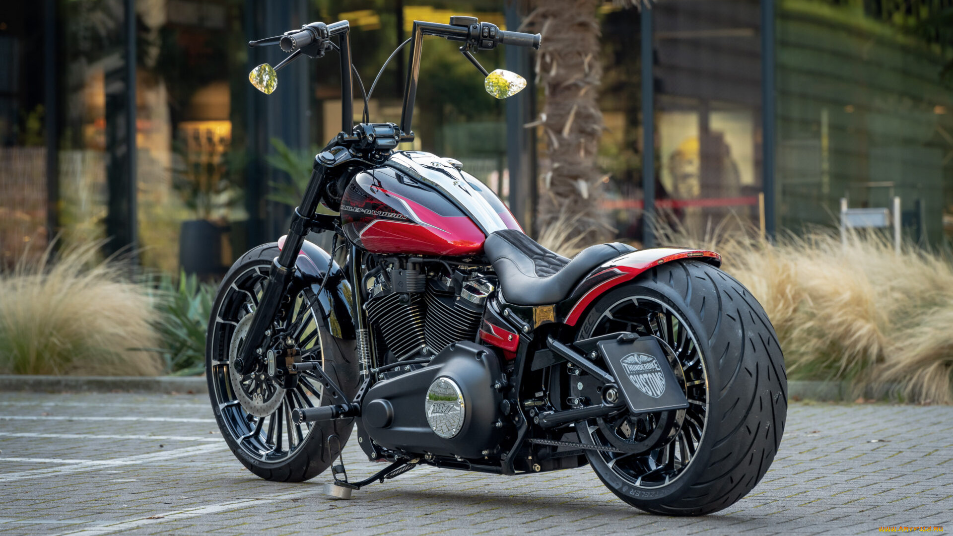 мотоциклы, harley-davidson, softail, breakout, 117, customized, bat, wheeler, tuning, bikes