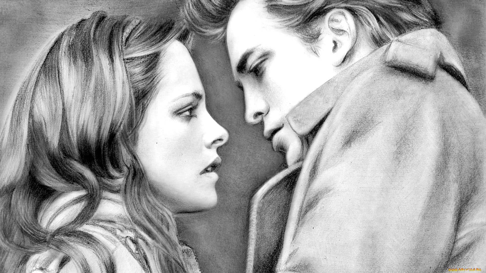 рисованное, кино, , мультфильмы, пара, лица, бэлла, эдвард