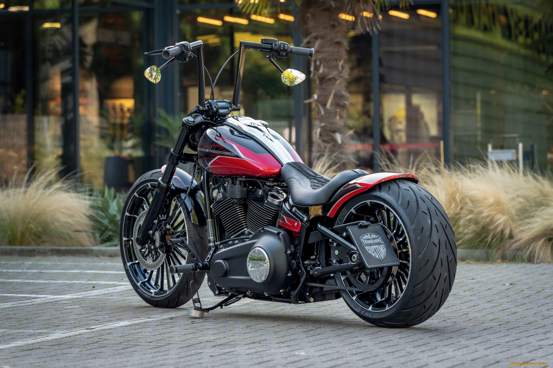 мотоциклы, harley-davidson, softail, breakout, 117, customized, bat, wheeler, tuning, bikes