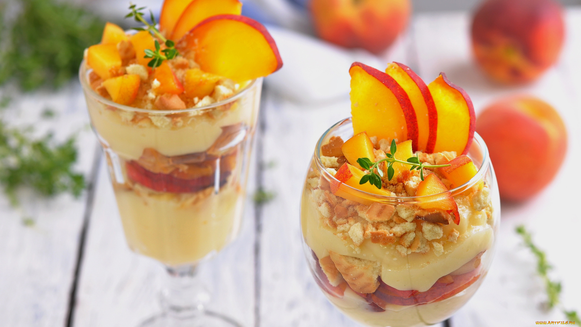 еда, мороженое, , десерты, бокалы, десерт, персики
