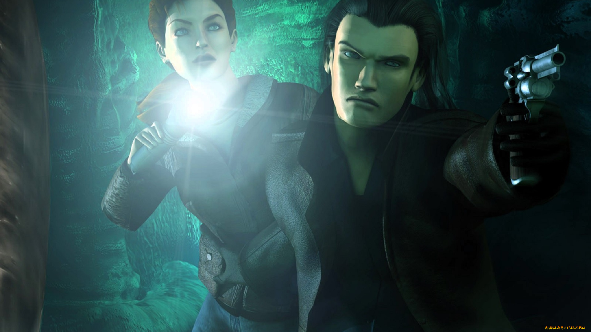 видео, игры, alone, in, the, dark, 4, девушка, парень, фонарь, пистолет