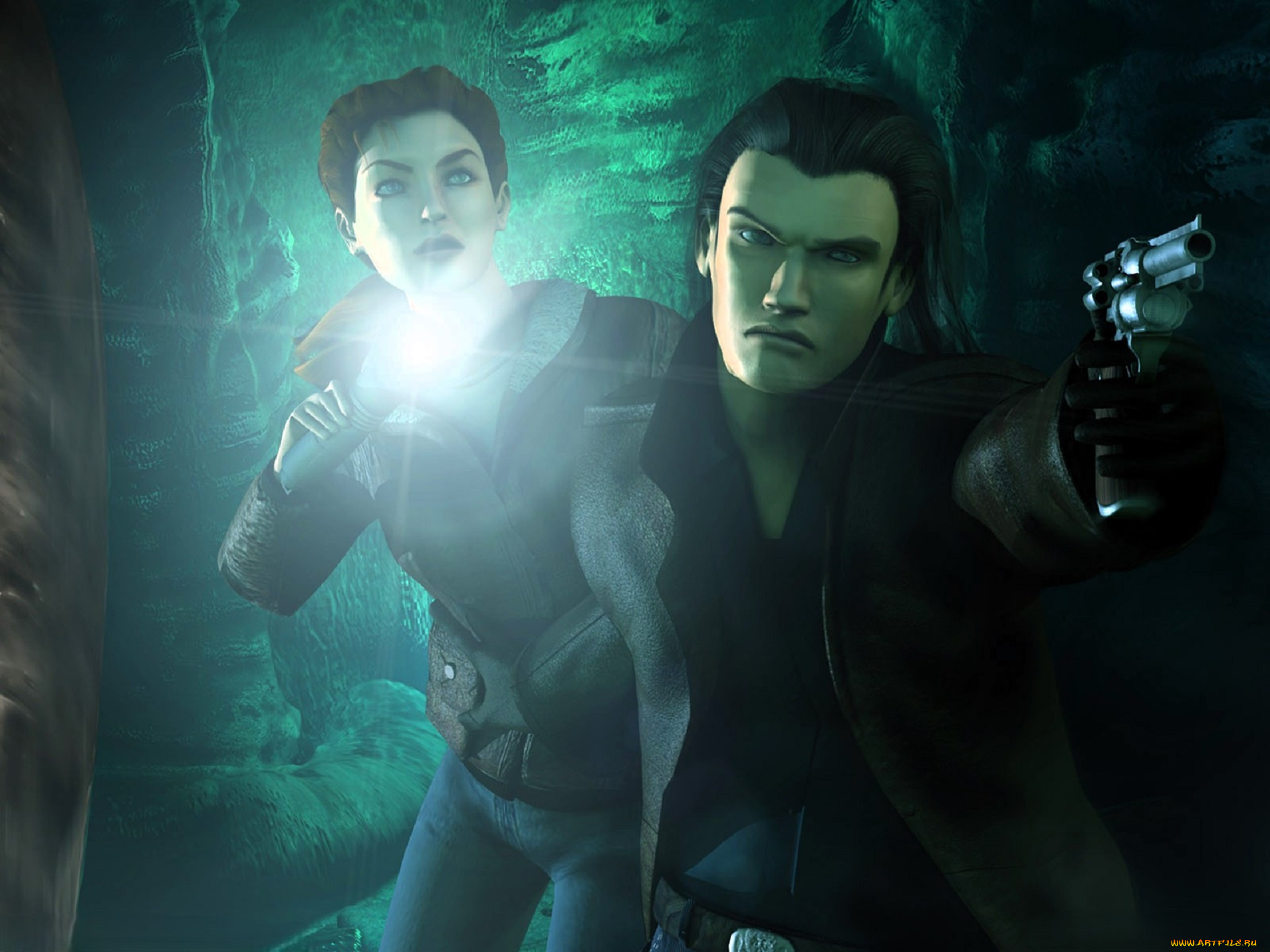 видео, игры, alone, in, the, dark, 4, девушка, парень, фонарь, пистолет