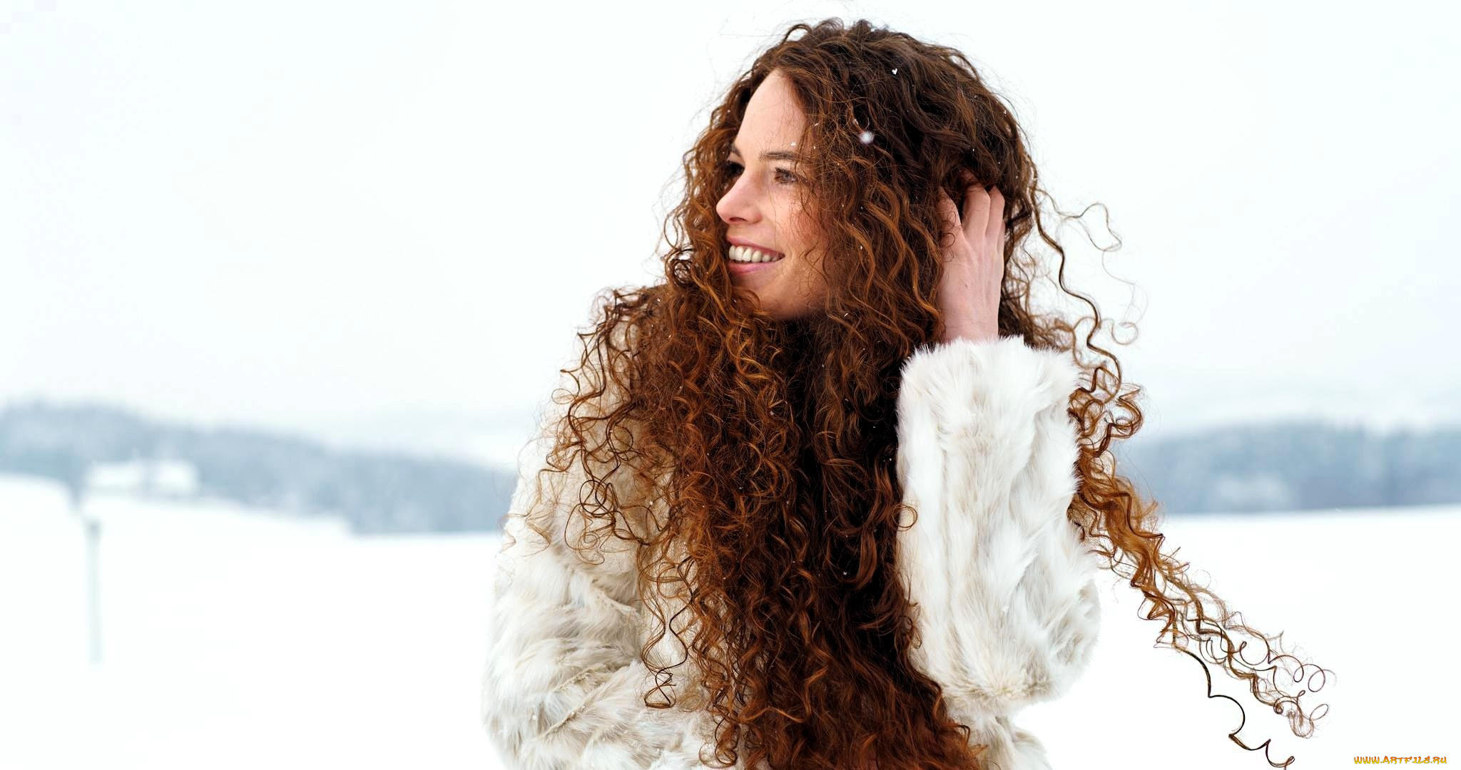 девушки, -, брюнетки, , шатенки, шатенка, шуба, снег