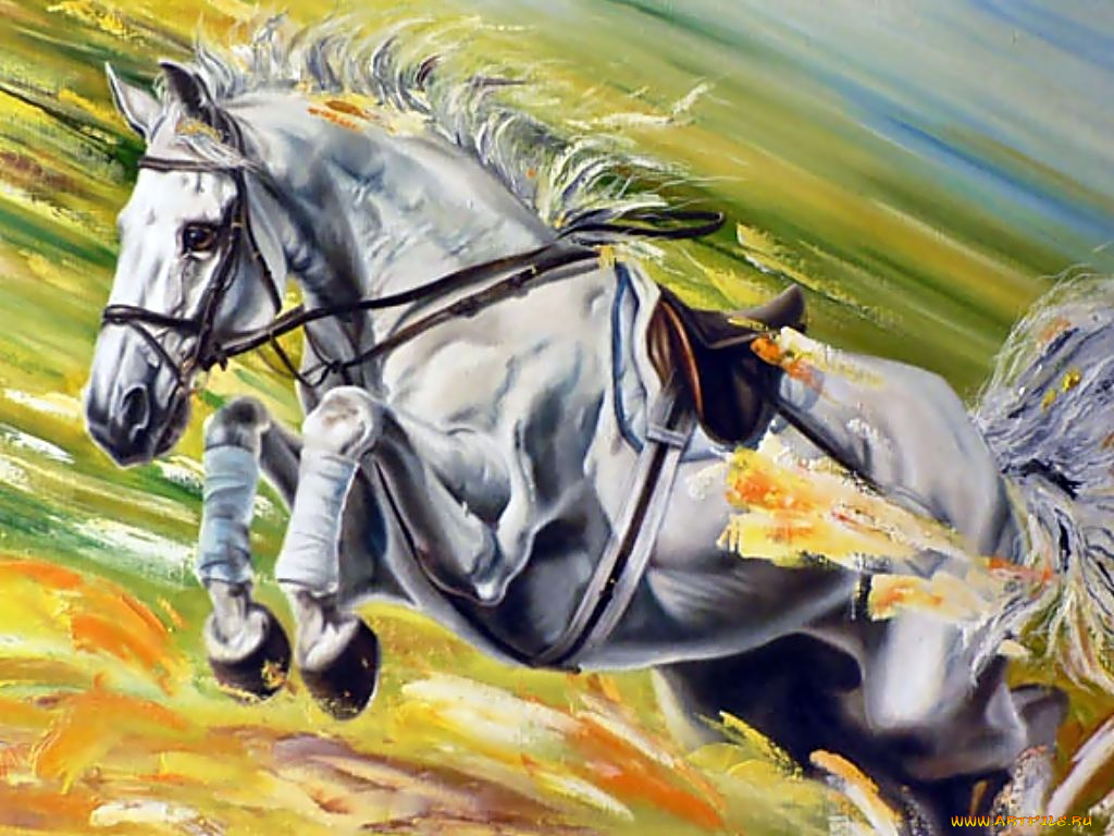 рисованные, животные, лошади