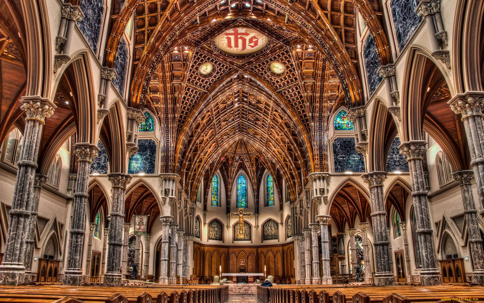holy, name, cathedral, chicago, интерьер, убранство, роспись, храма