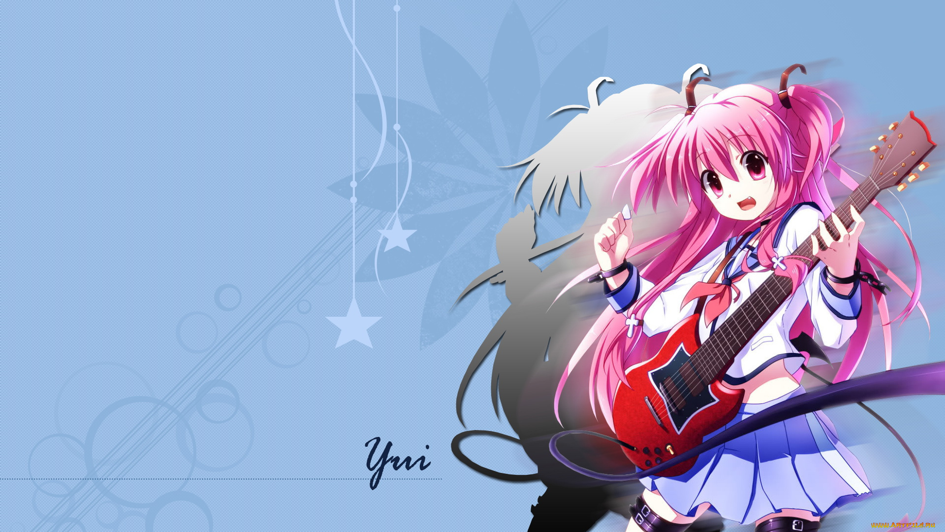 аниме, angel, beats, девушка, гитара