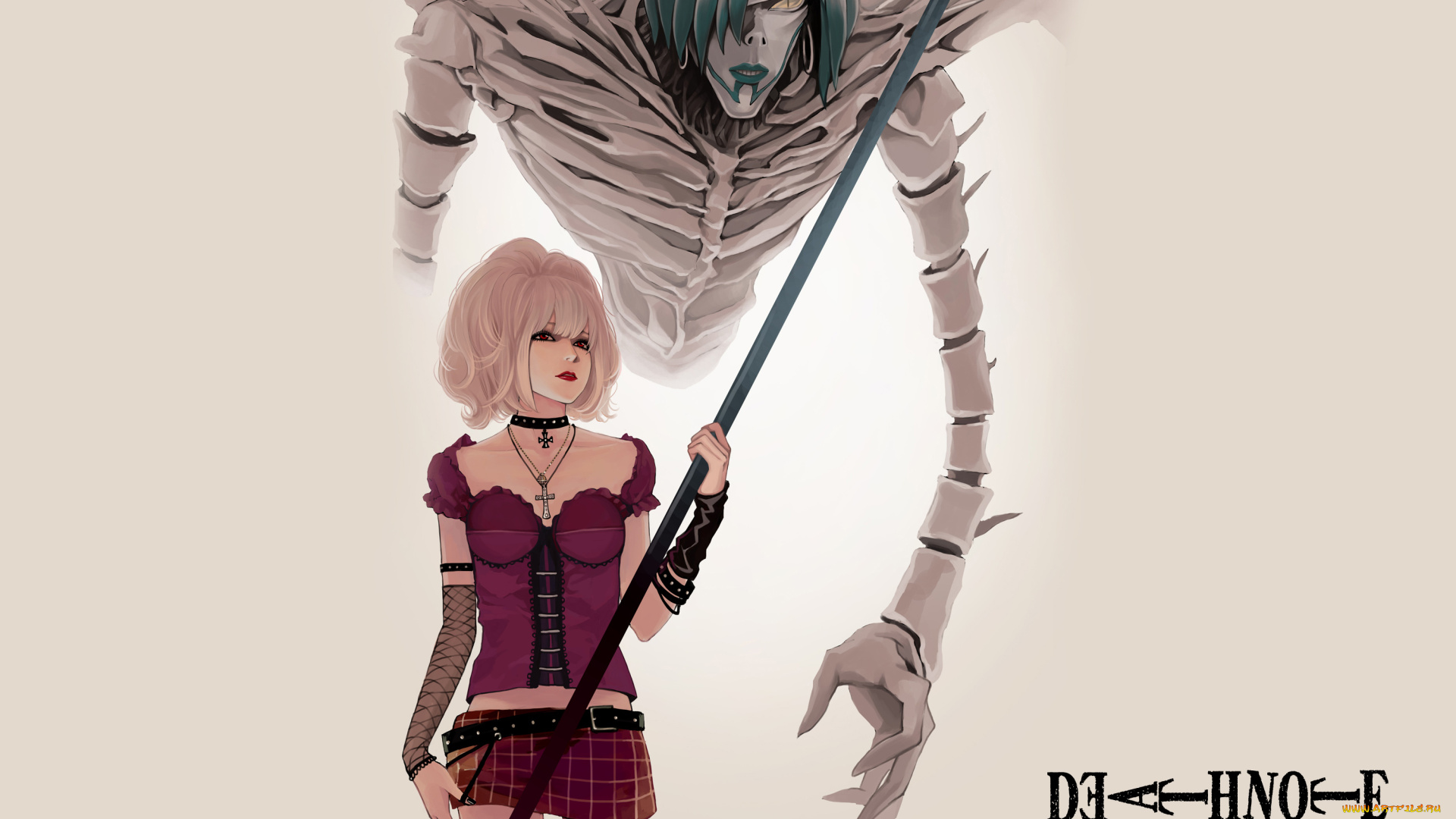 аниме, death, note, shinigami, rem, amane, misa, девушка, бог, смерти, миса, тетрадь, кресты