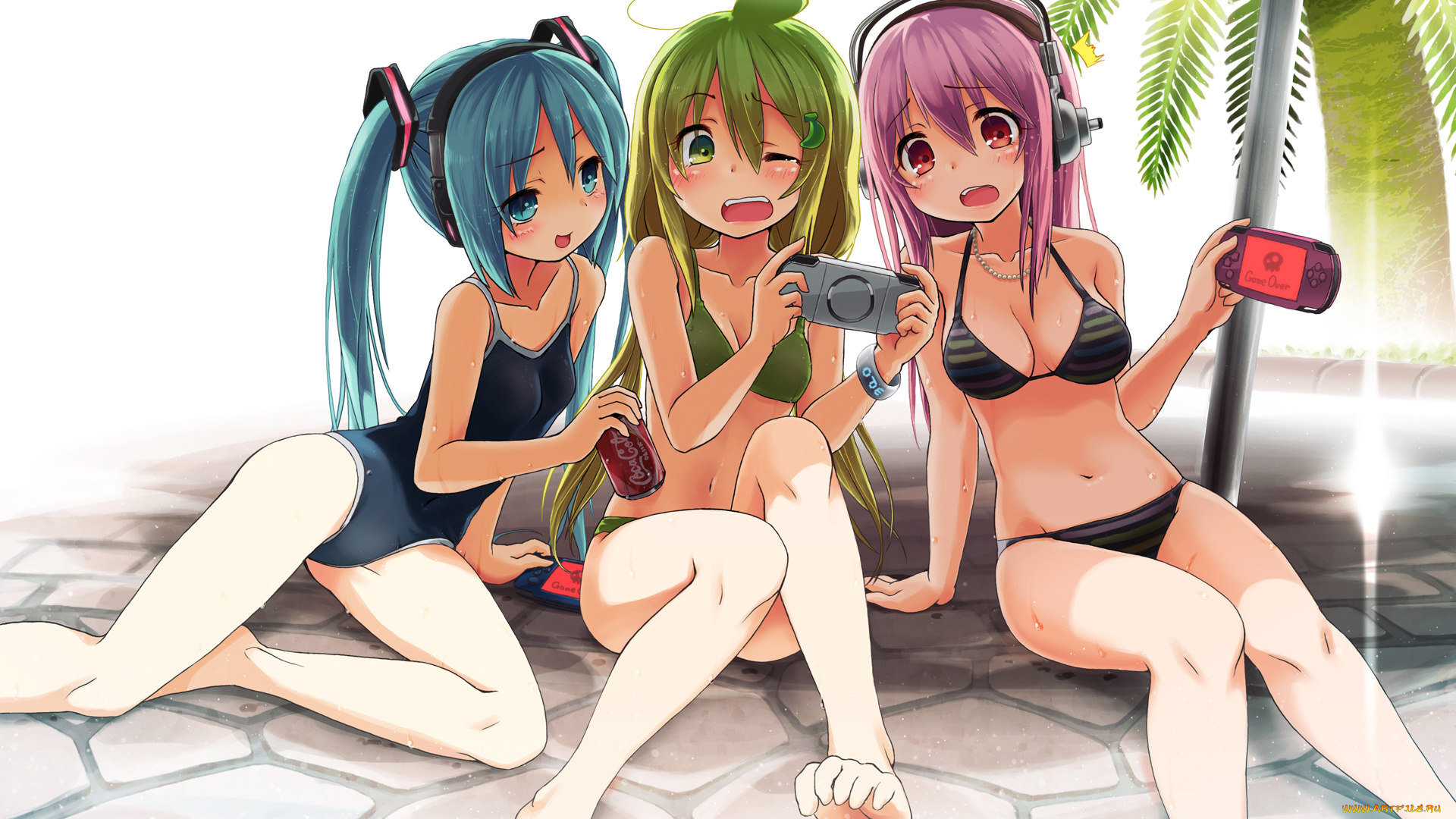 аниме, headphones, instrumental, девушки