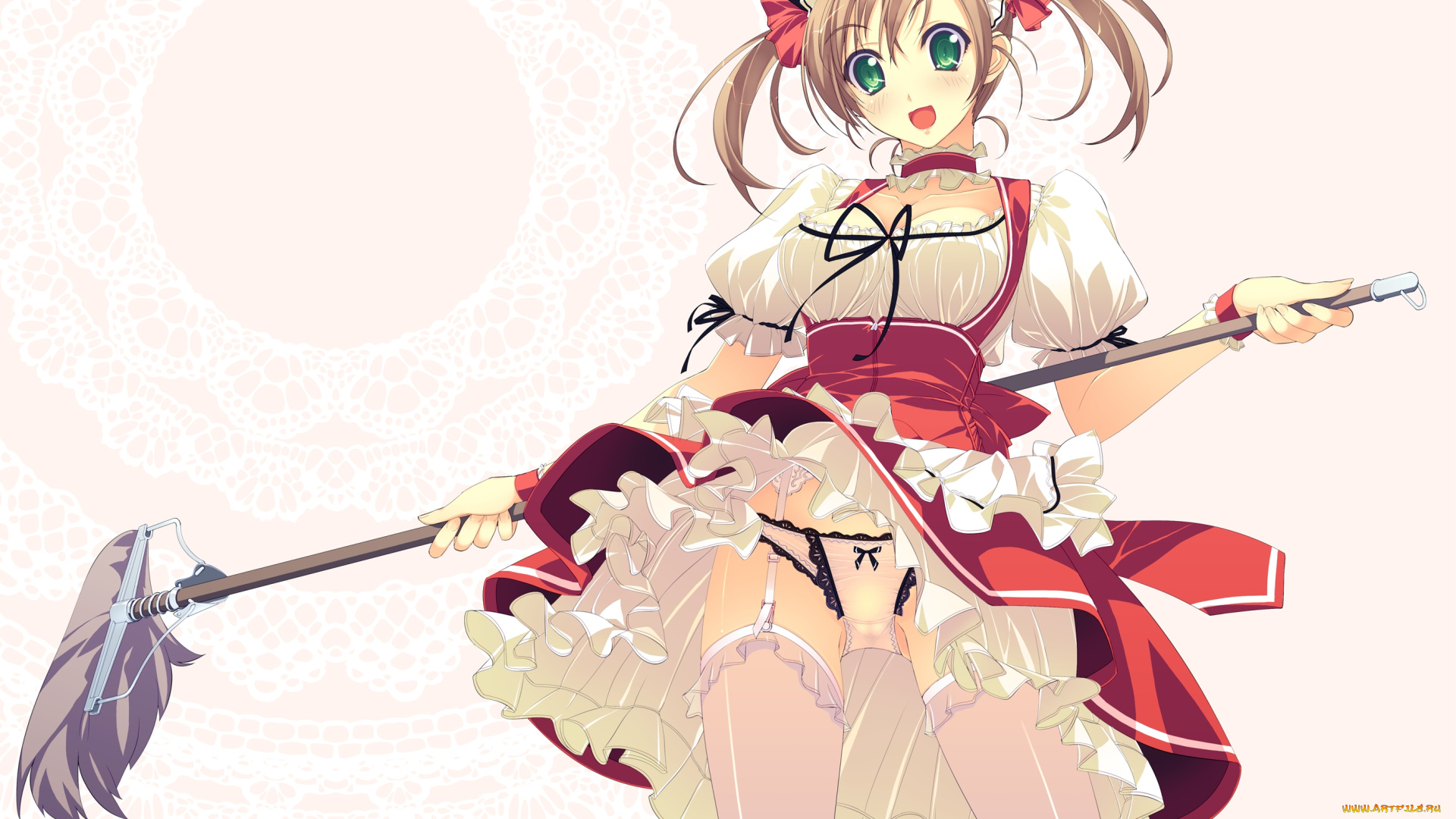 аниме, *unknown, другое, девушка, горничная, швабра