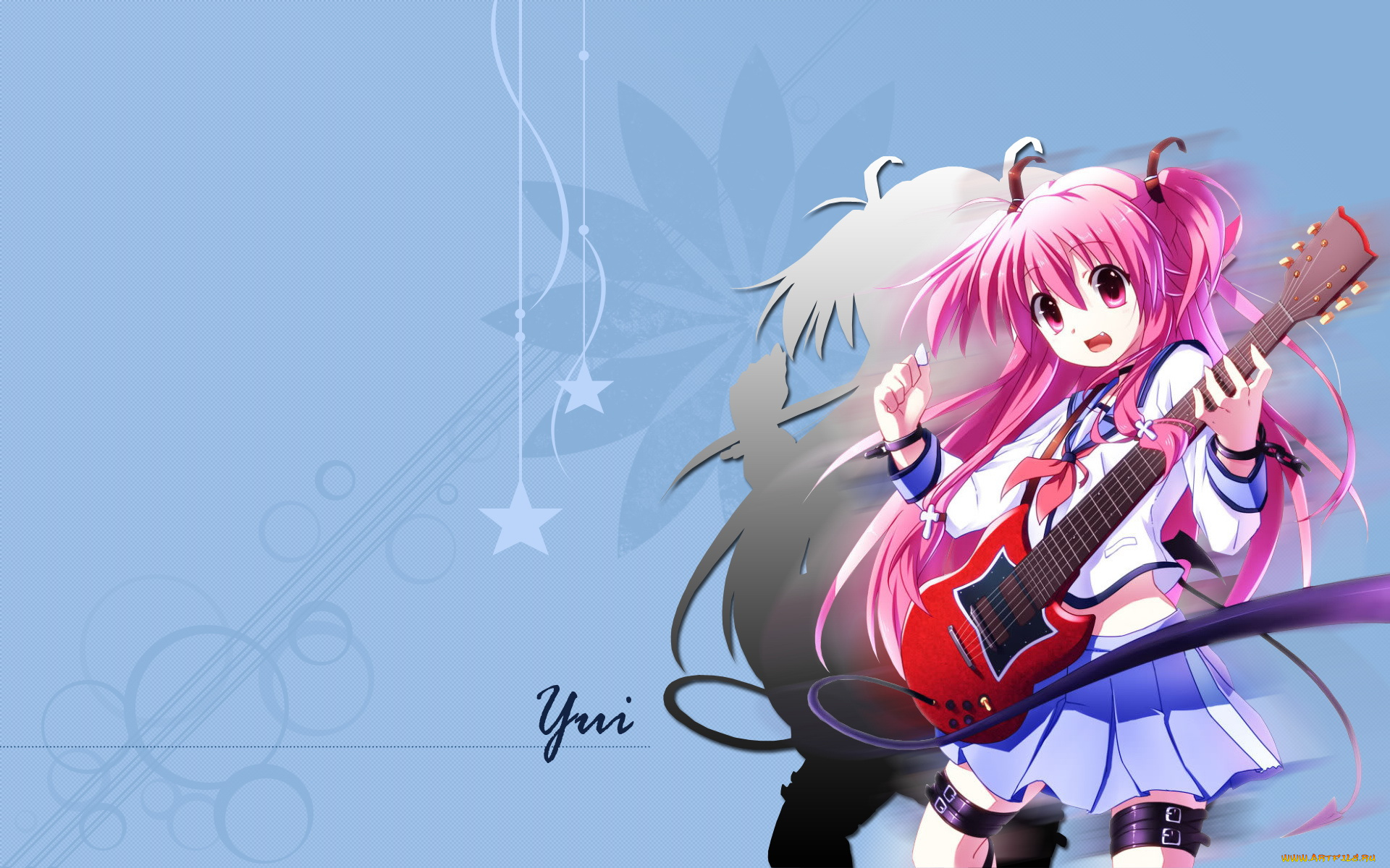 аниме, angel, beats, девушка, гитара