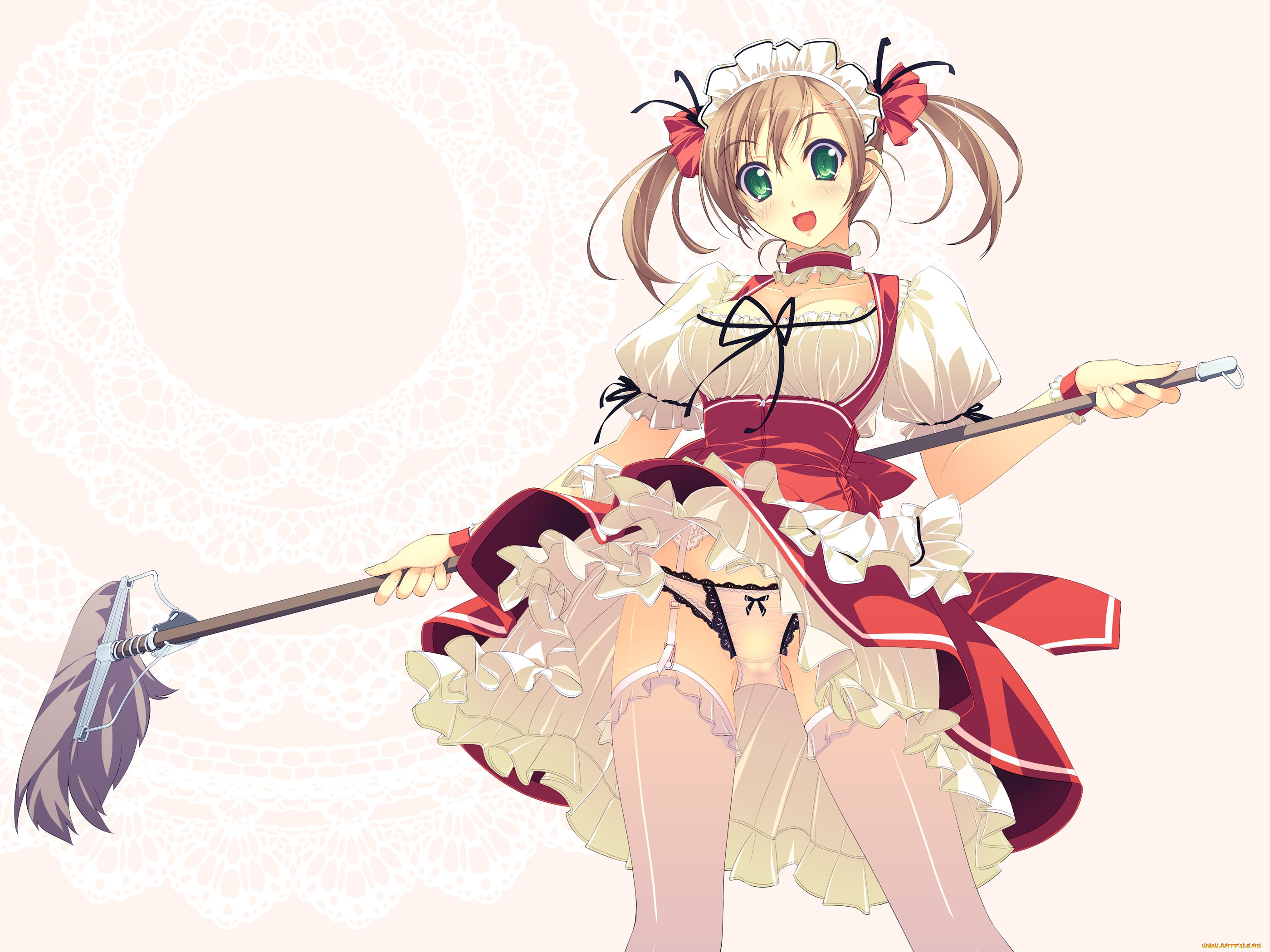 аниме, *unknown, другое, девушка, горничная, швабра