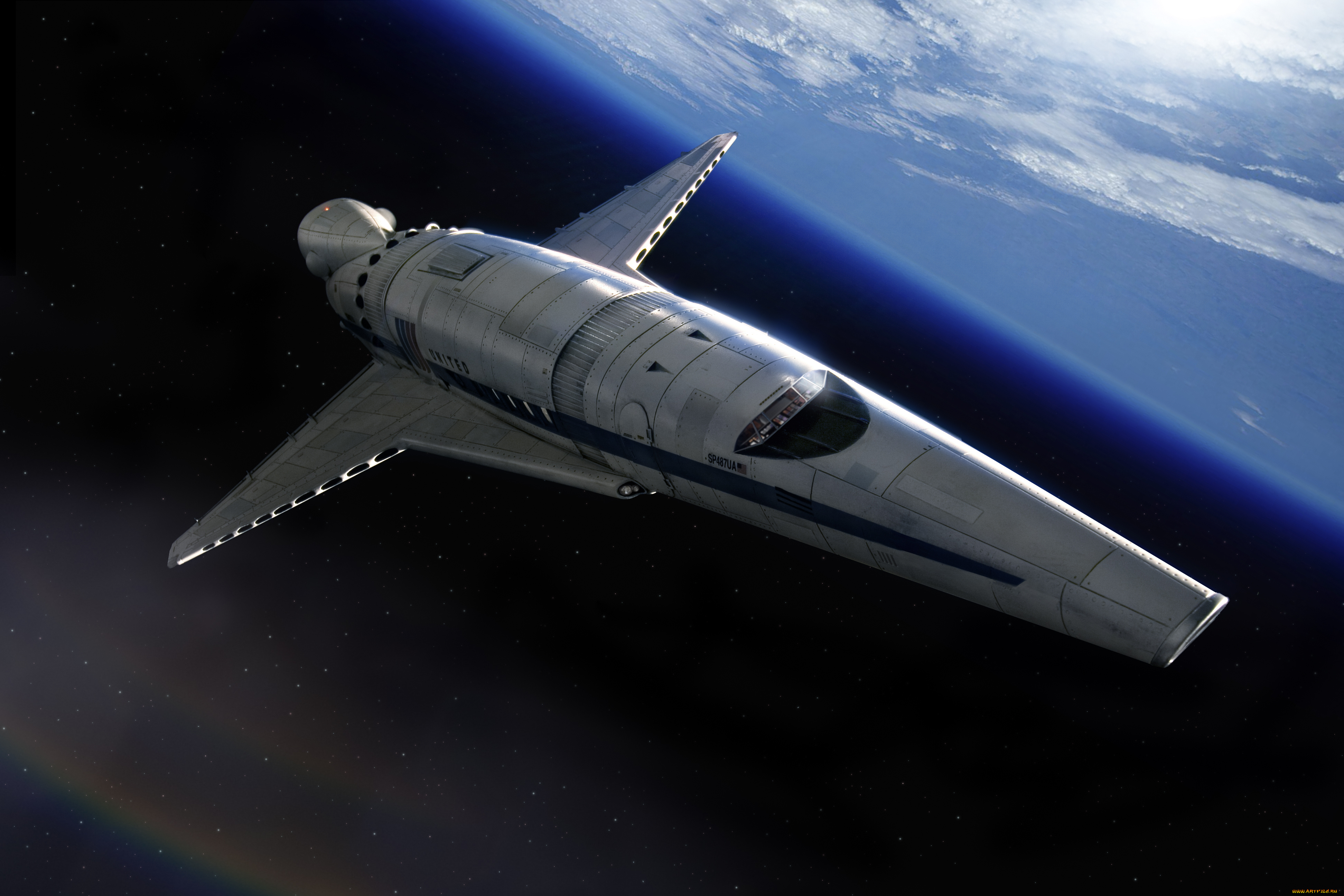 космос, арт, звезды, космический, корабль, планета