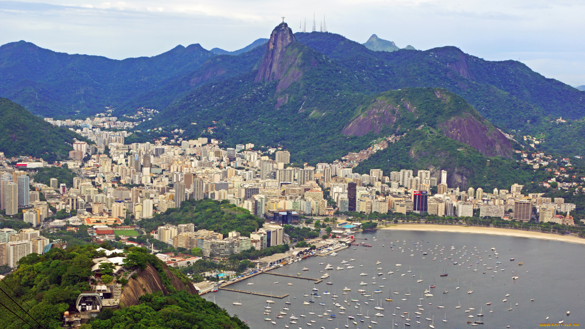 бразилия, рио, де, жанейро, города, берег, море, дома