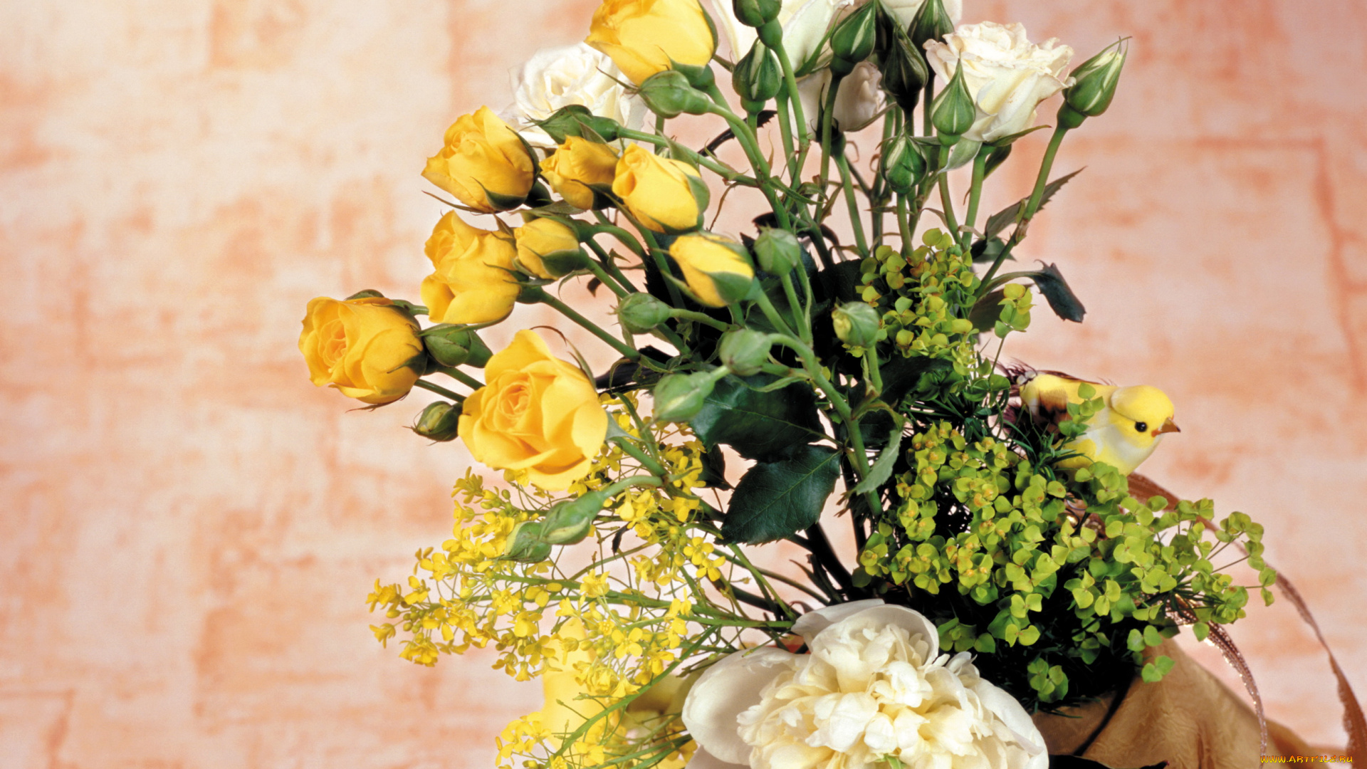 цветы, разные, вместе, розы, пион, букет