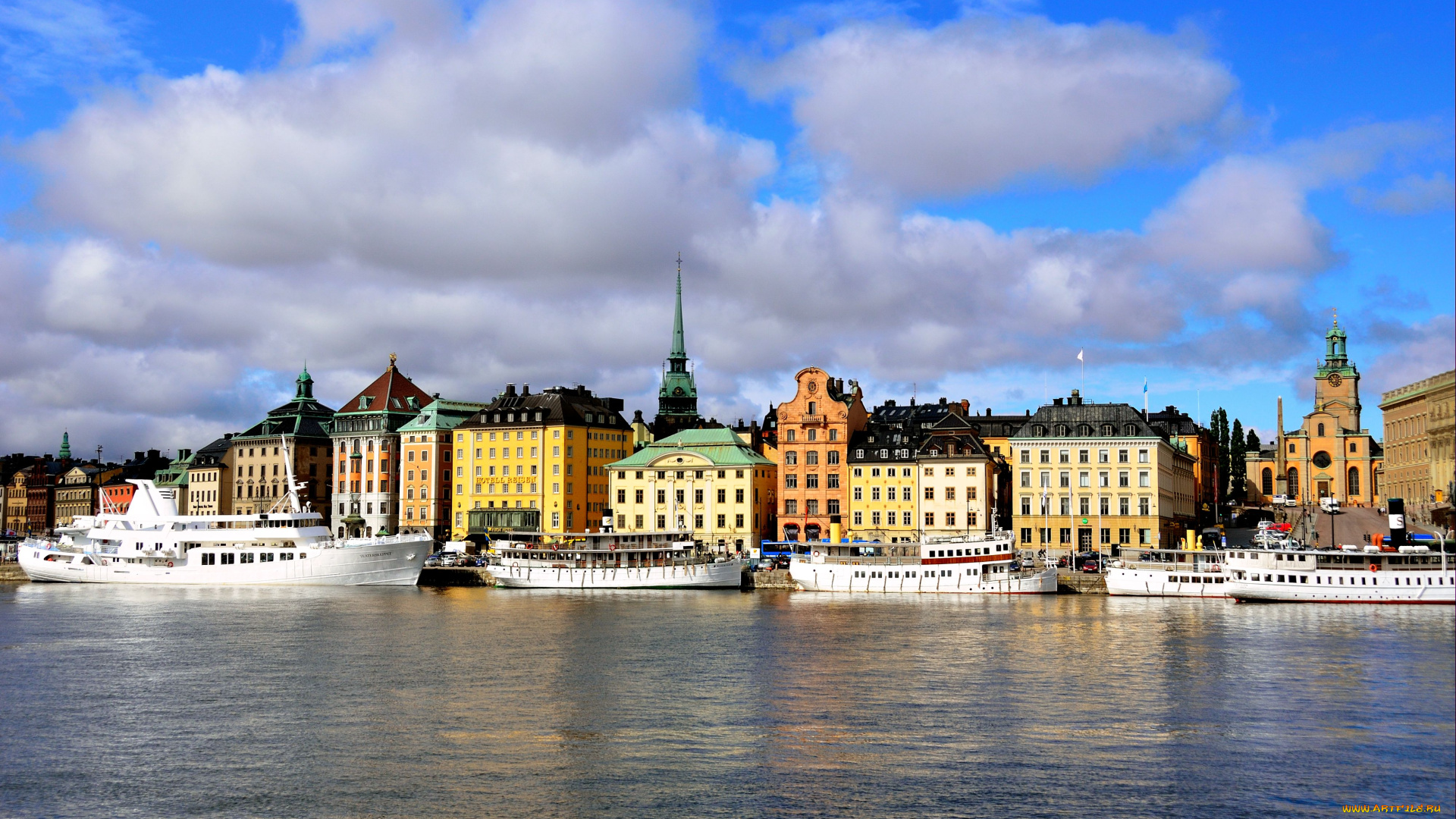 города, стокгольм, швеция, здания, вода, панорама
