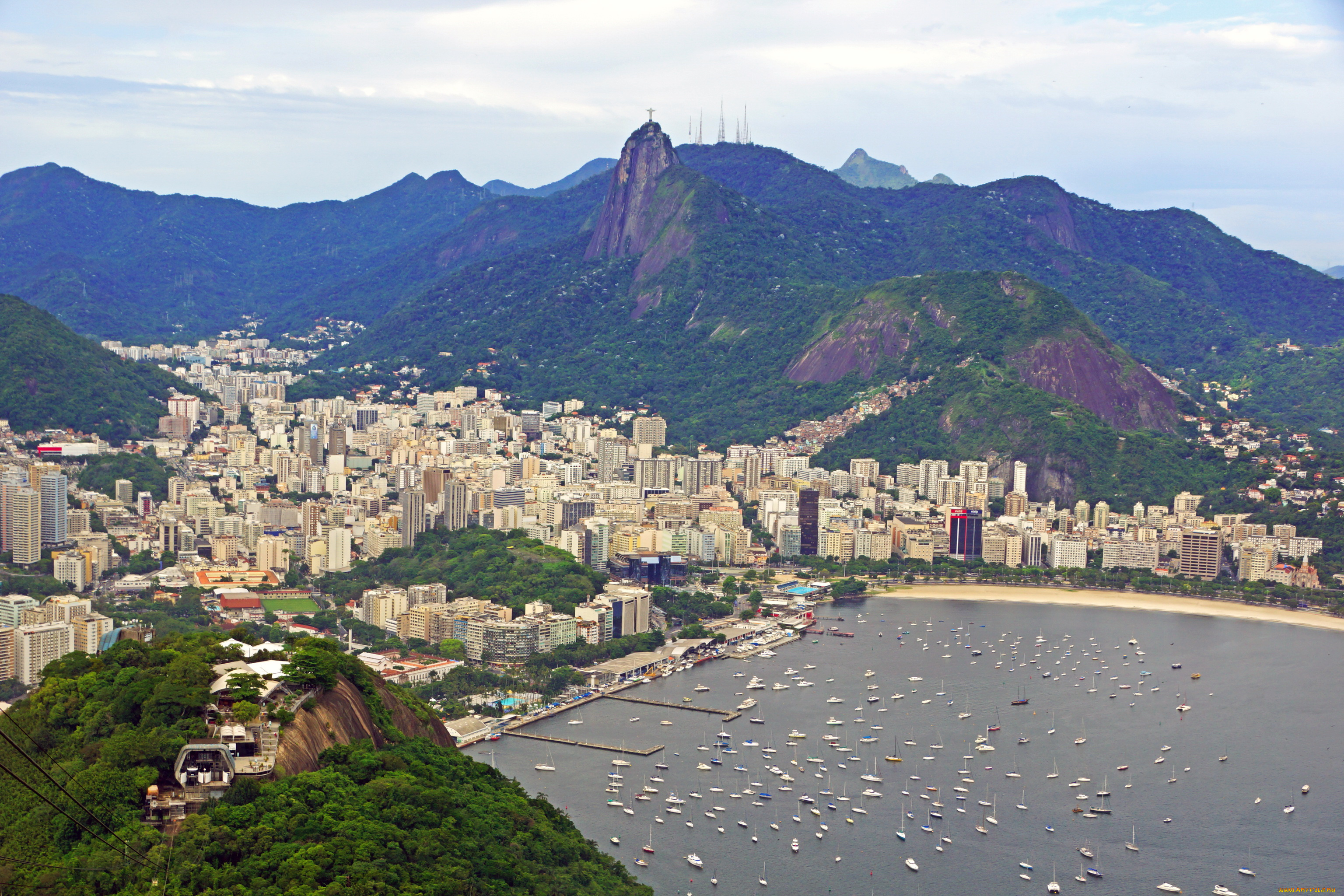 бразилия, рио, де, жанейро, города, берег, море, дома