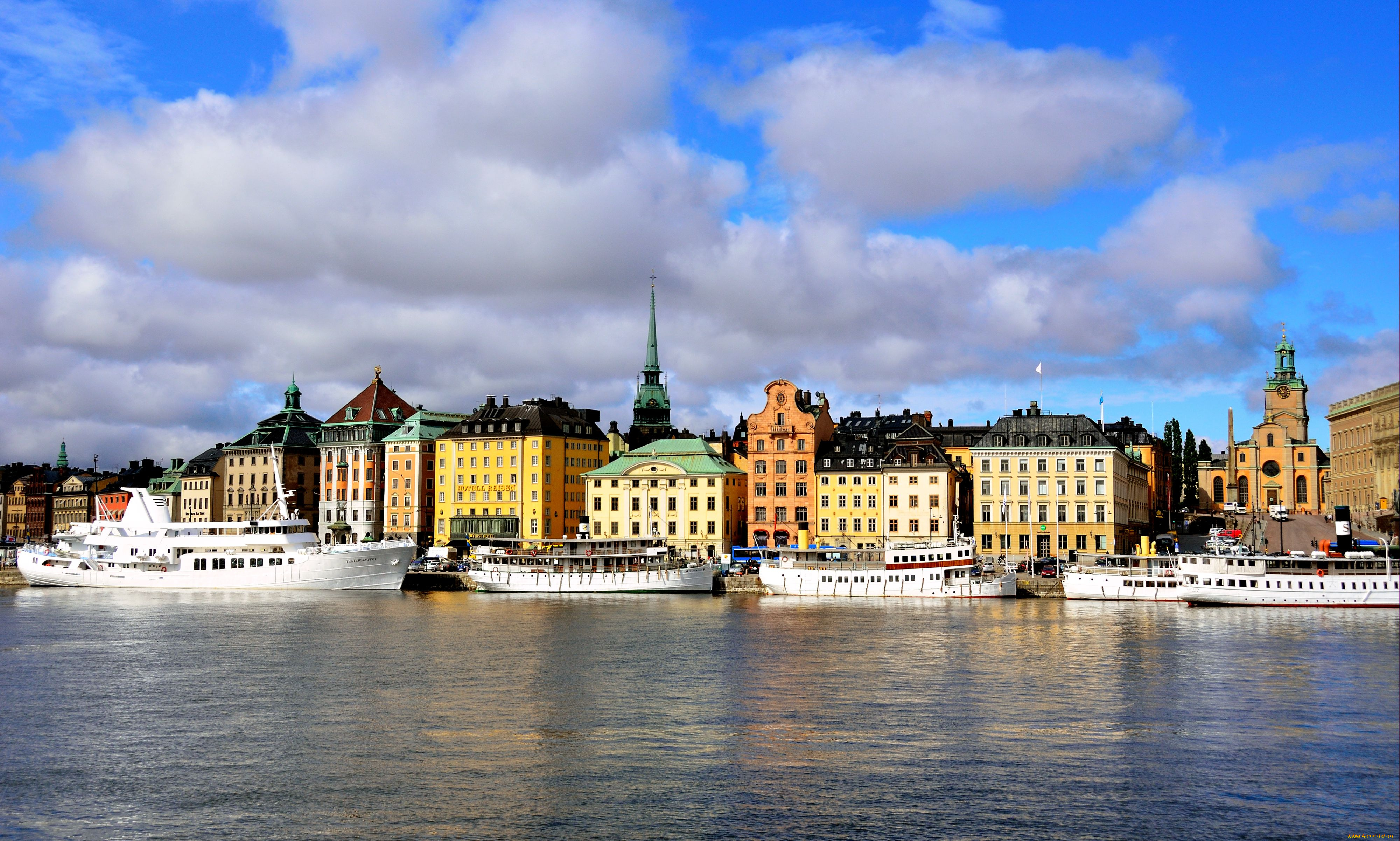 города, стокгольм, швеция, здания, вода, панорама