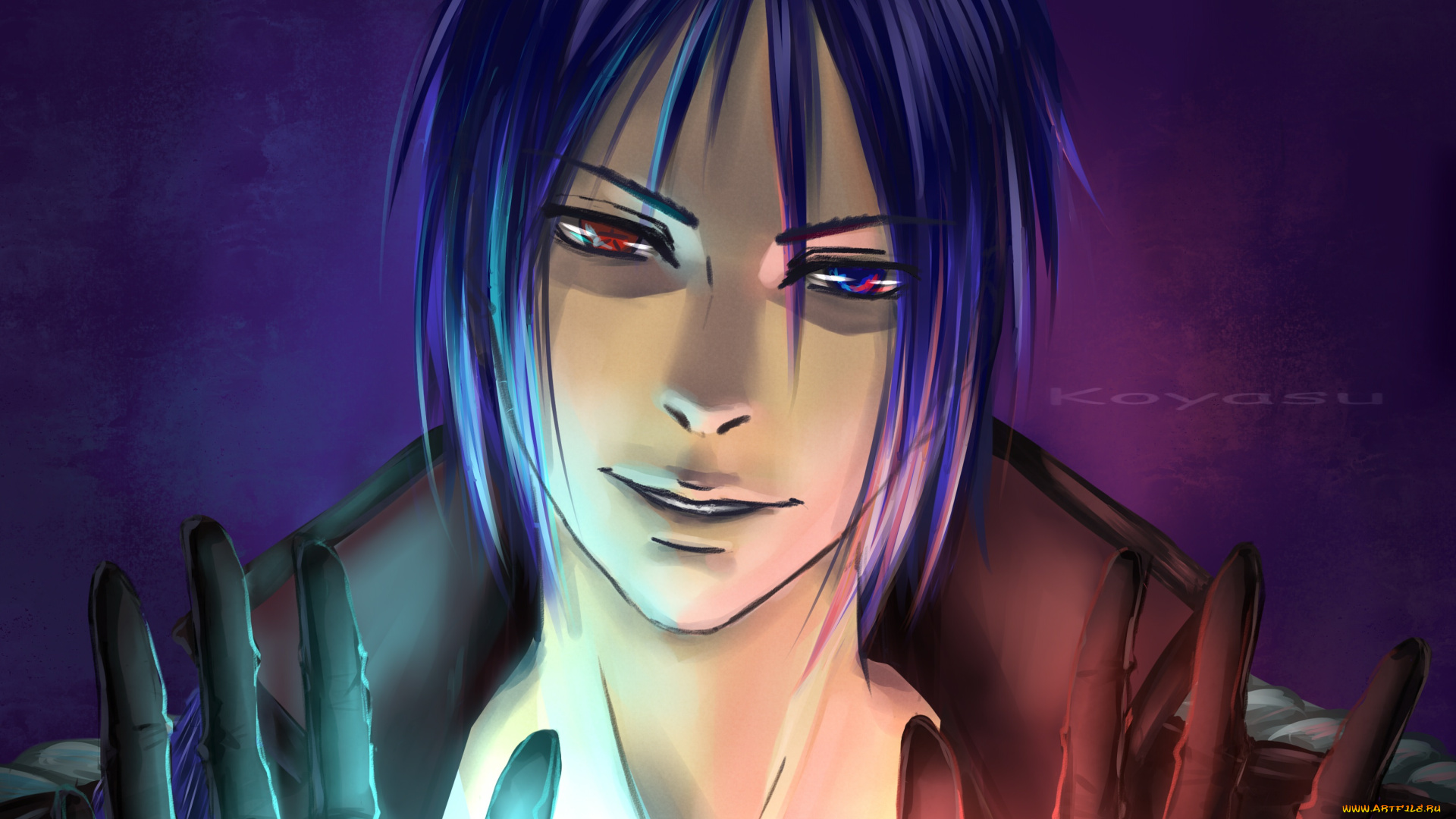 аниме, katekyo, hitman, reborn, очки, парень, мафиози, реборн, иллюзионист, учитель, кольца, рокудо, мукуро, перчатки, взгляд