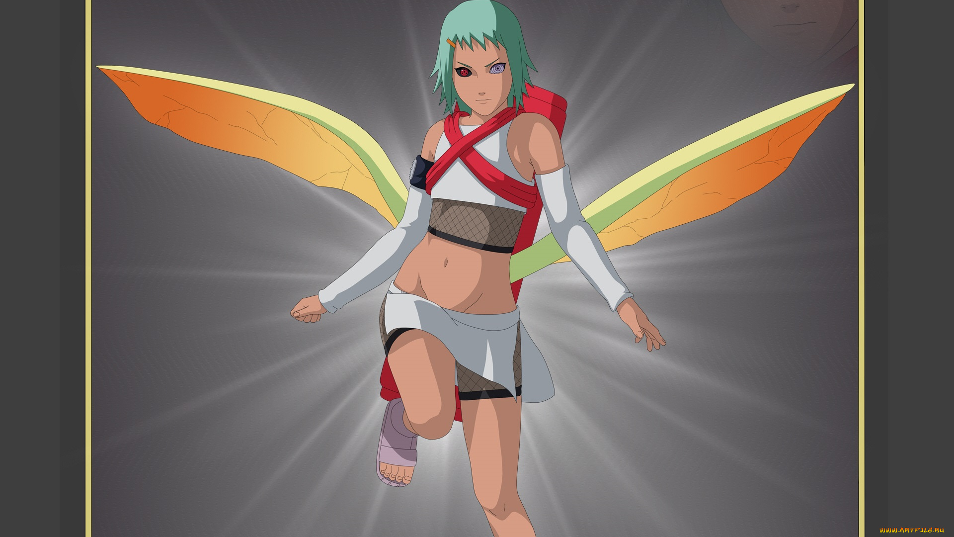 аниме, naruto, джинчурики, девушка, крылья, наруто