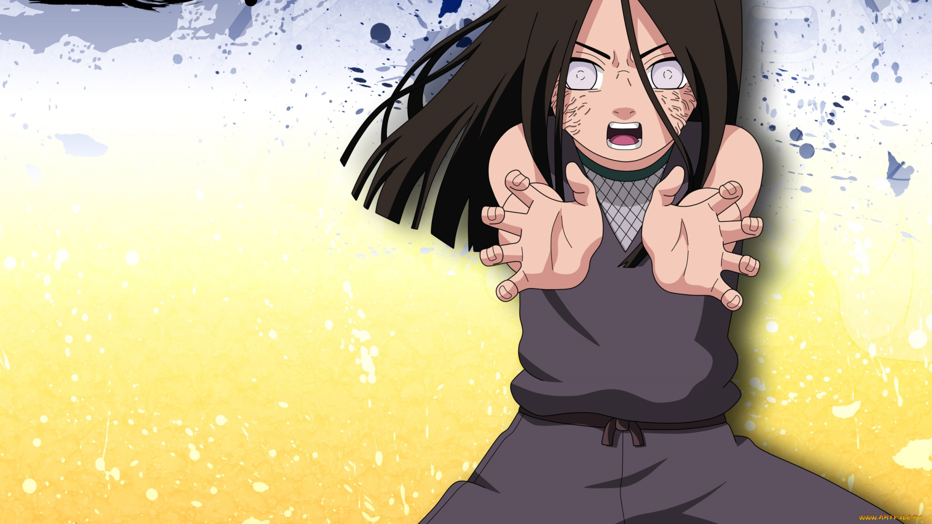 аниме, naruto, ладонь, мягкая, девочка, персонаж, бьякуган, хьюга, шатенка, ханаби, техника