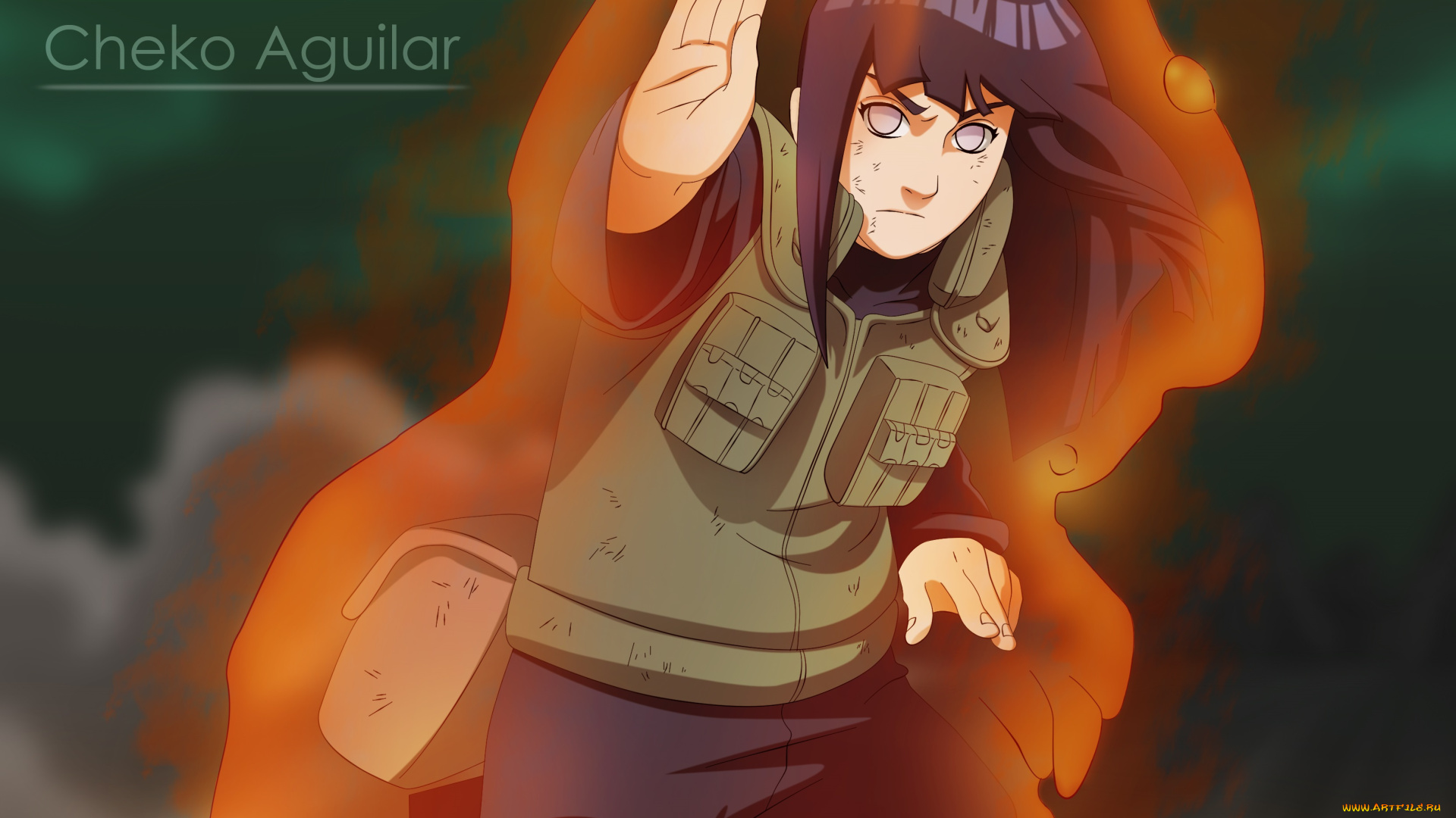 аниме, naruto, мягкая, ладонь, техника, чакра, наруто, брюнетка, девушка, хьюга, хината