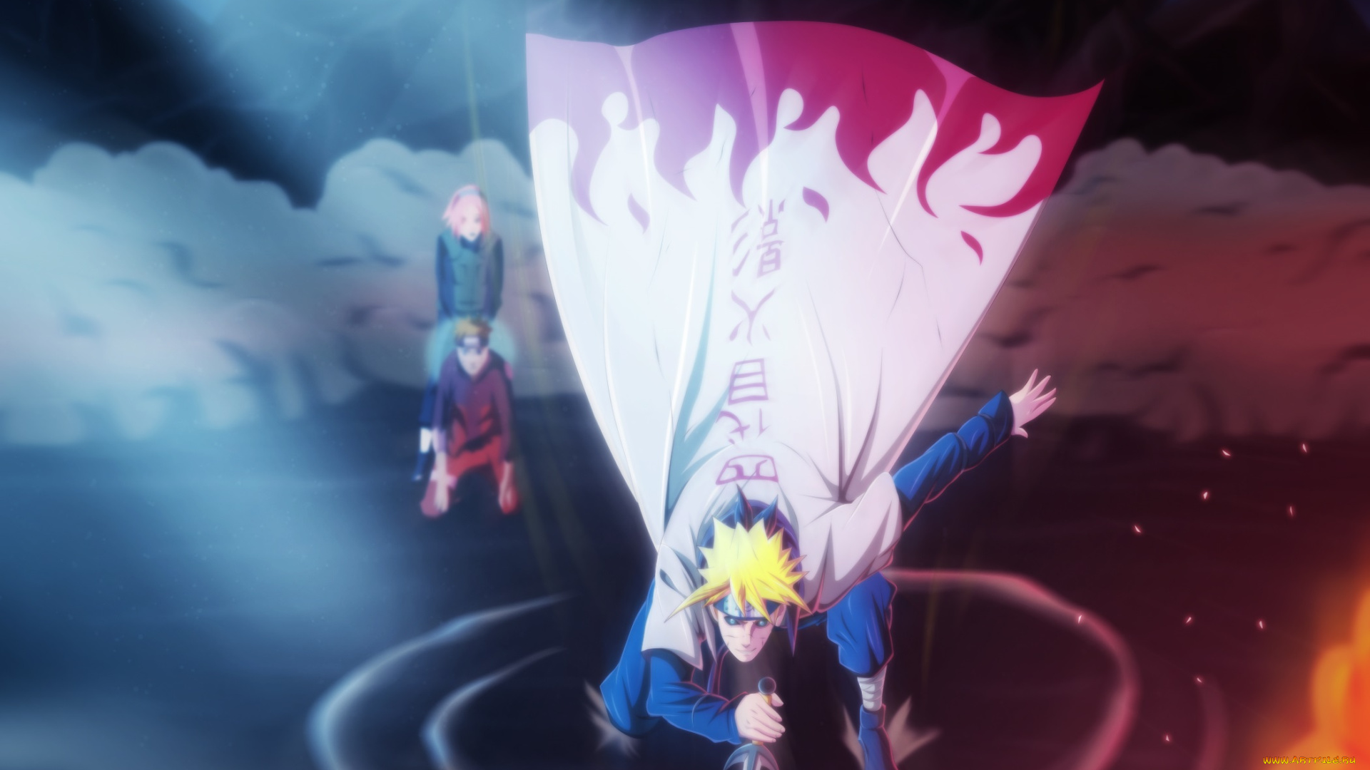 аниме, naruto, наруто, четвёртый, вода, сакура, харуно, хокаге, минато, кунай, эдо-тенсей