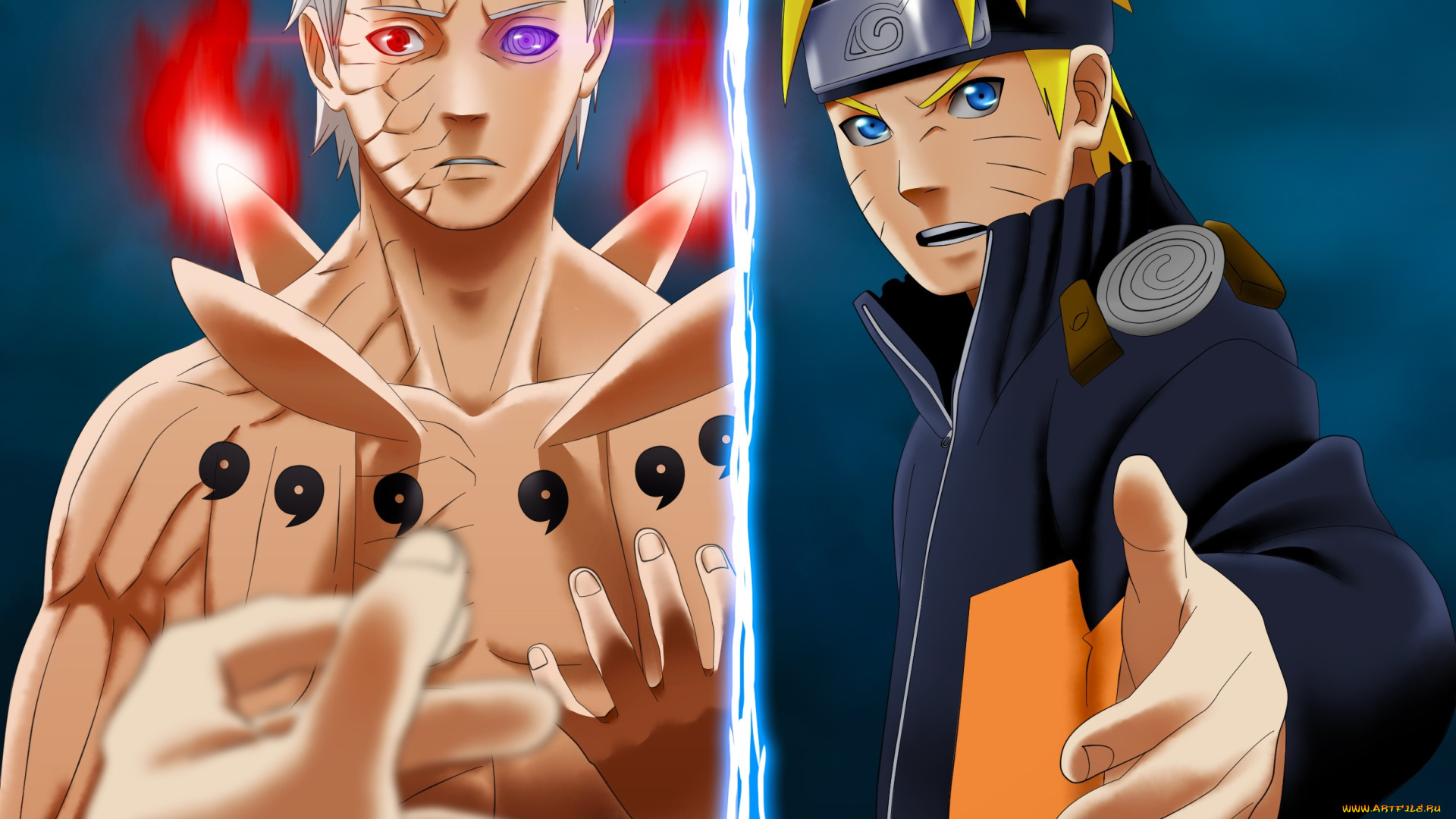 аниме, naruto, обито, учиха, мудрец, шести, путей, протянул, рука, наруто, узумаки